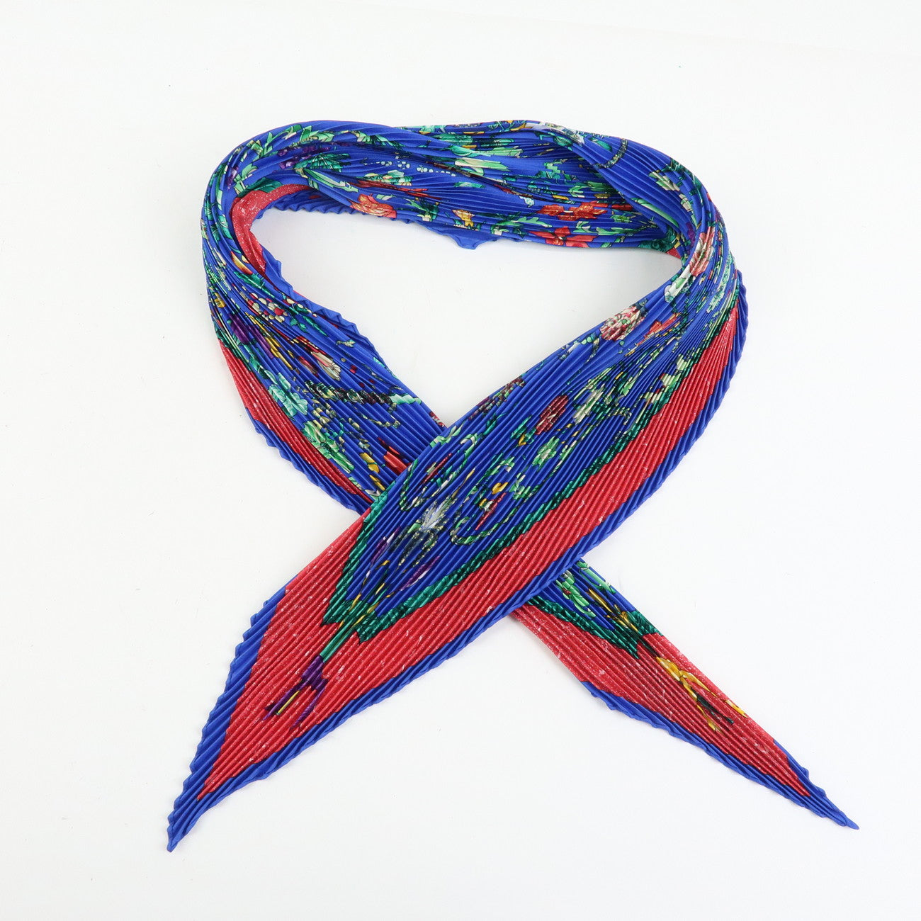 HERMES Pleated Carre90 Silk100% Scarf PIERRES d' ORIENT et OGGIDENT