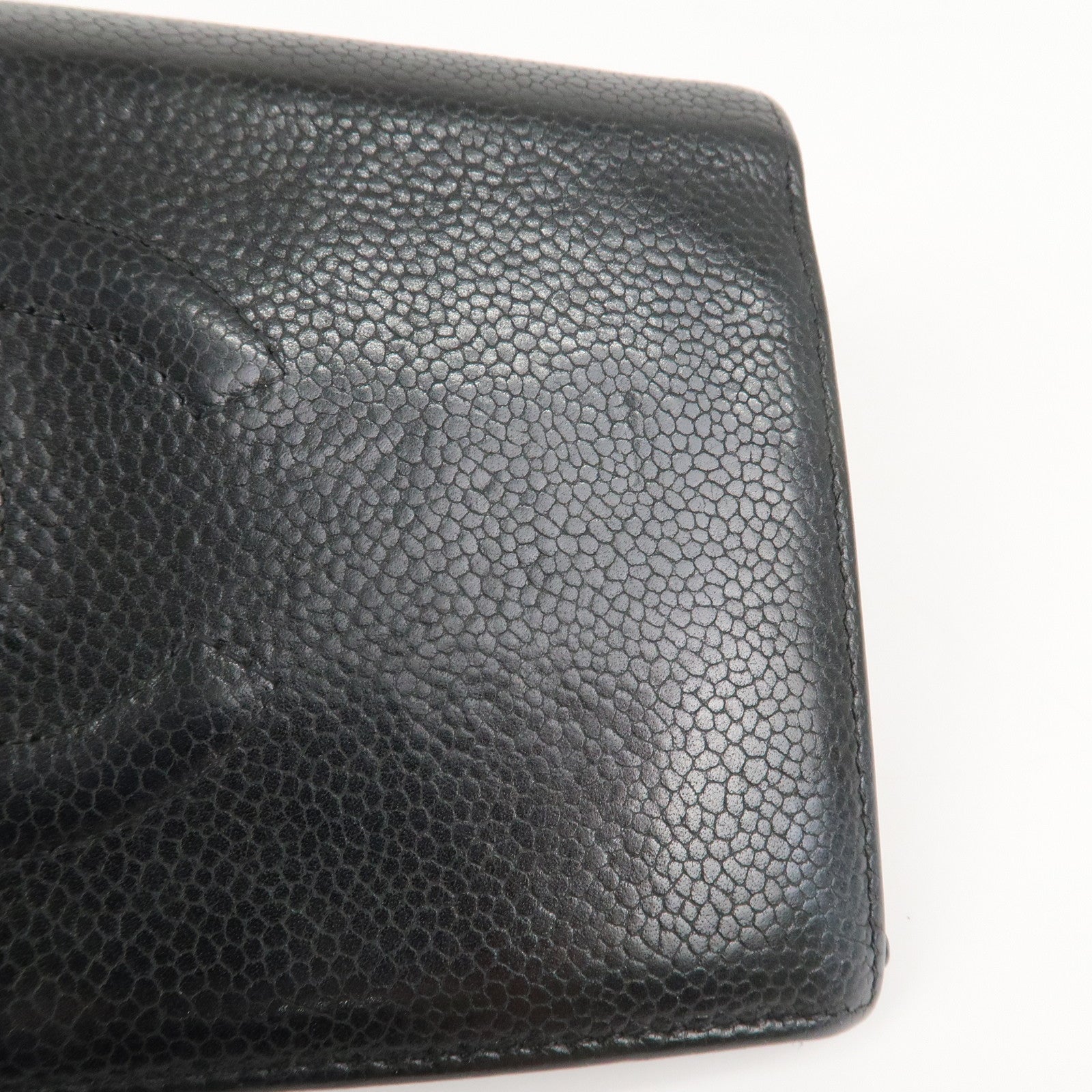 CHANEL COCO Mark Caviarskin Bi-fold Long Wallet Black A48651