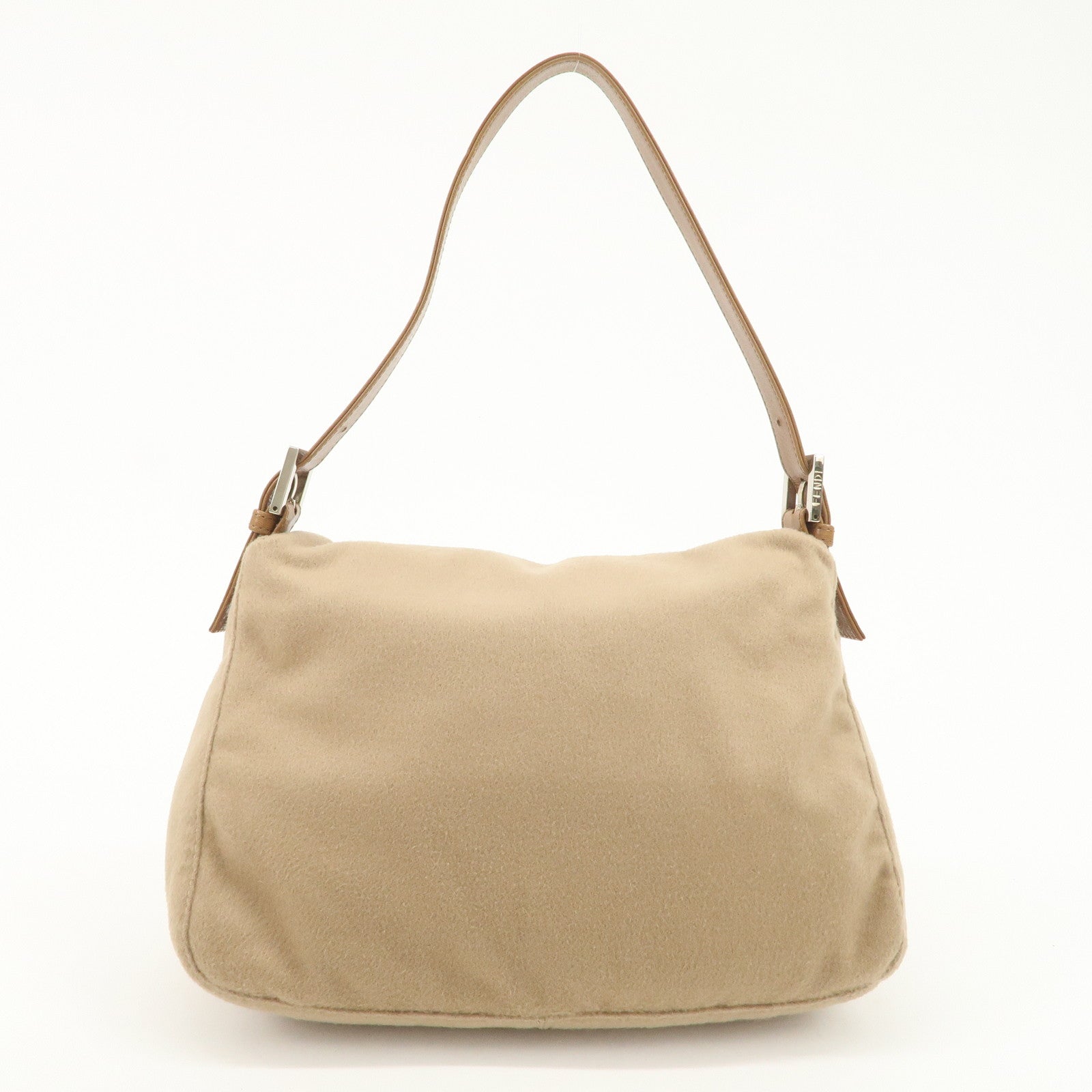 FENDI Zucca Mamma Baguette Wool Shoulder Bag Black Brown 26325