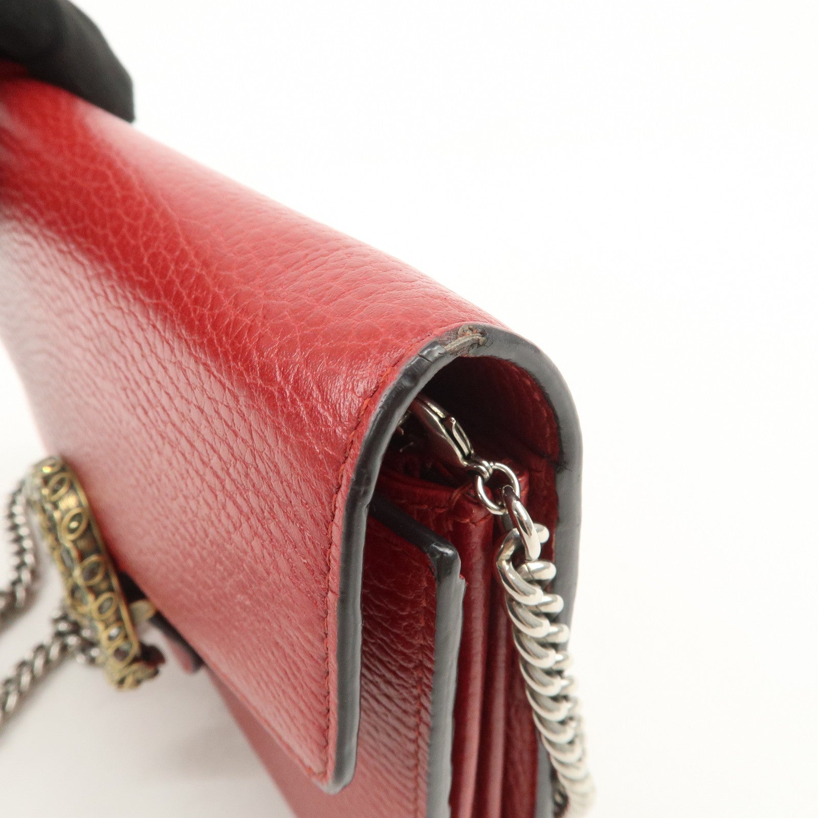 GUCCI Dionysus Leather Chain Shoulder Bag Red 401231