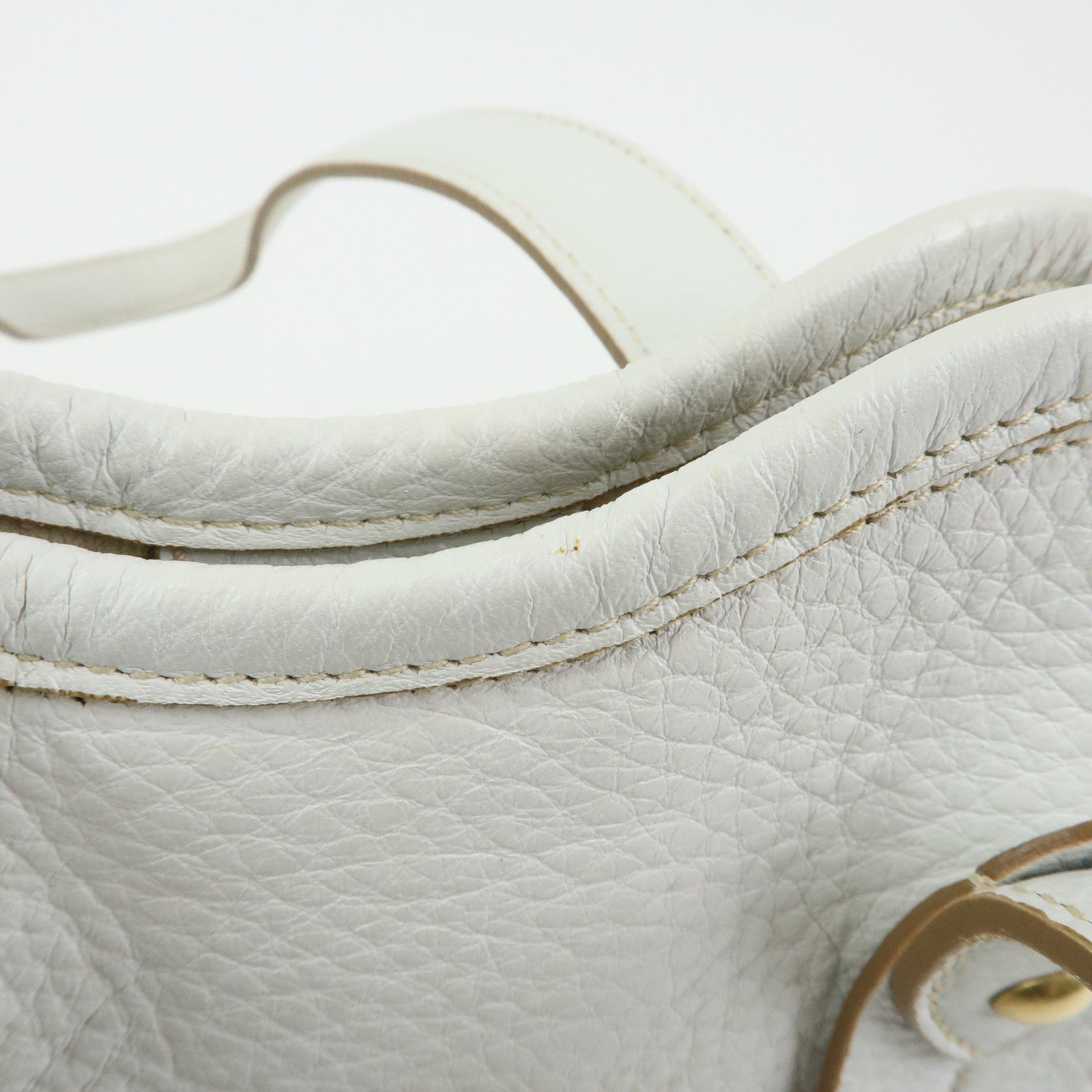Ferragamo Logo Leather Tote Bag Hand Bag Shoulder Bag White