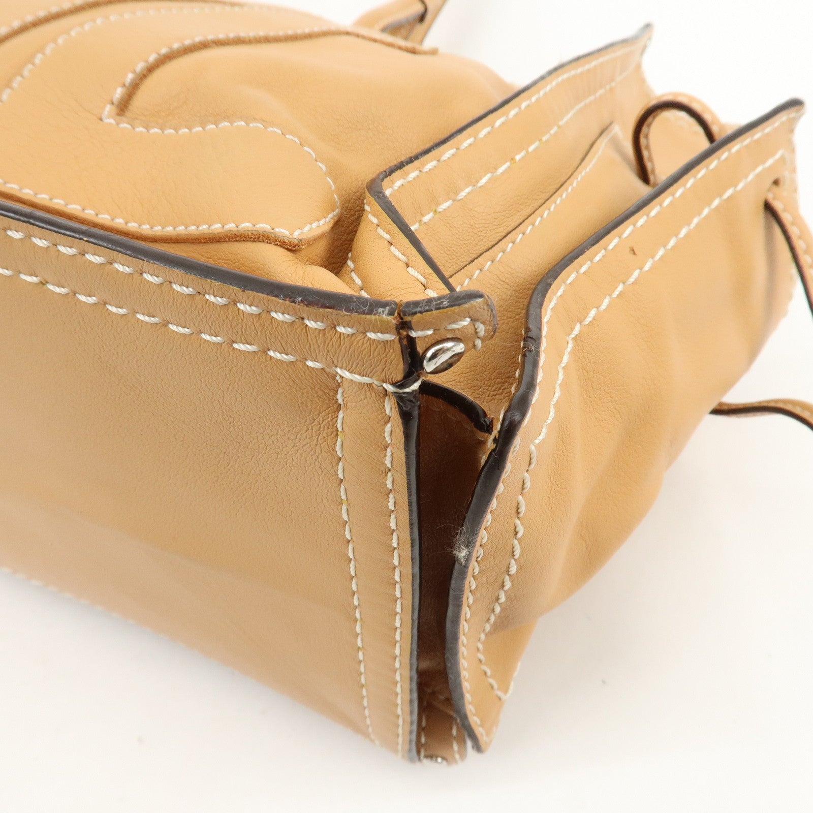 LOEWE Anagram Leather Shopper Tote Bag Hand Bag Light Brown