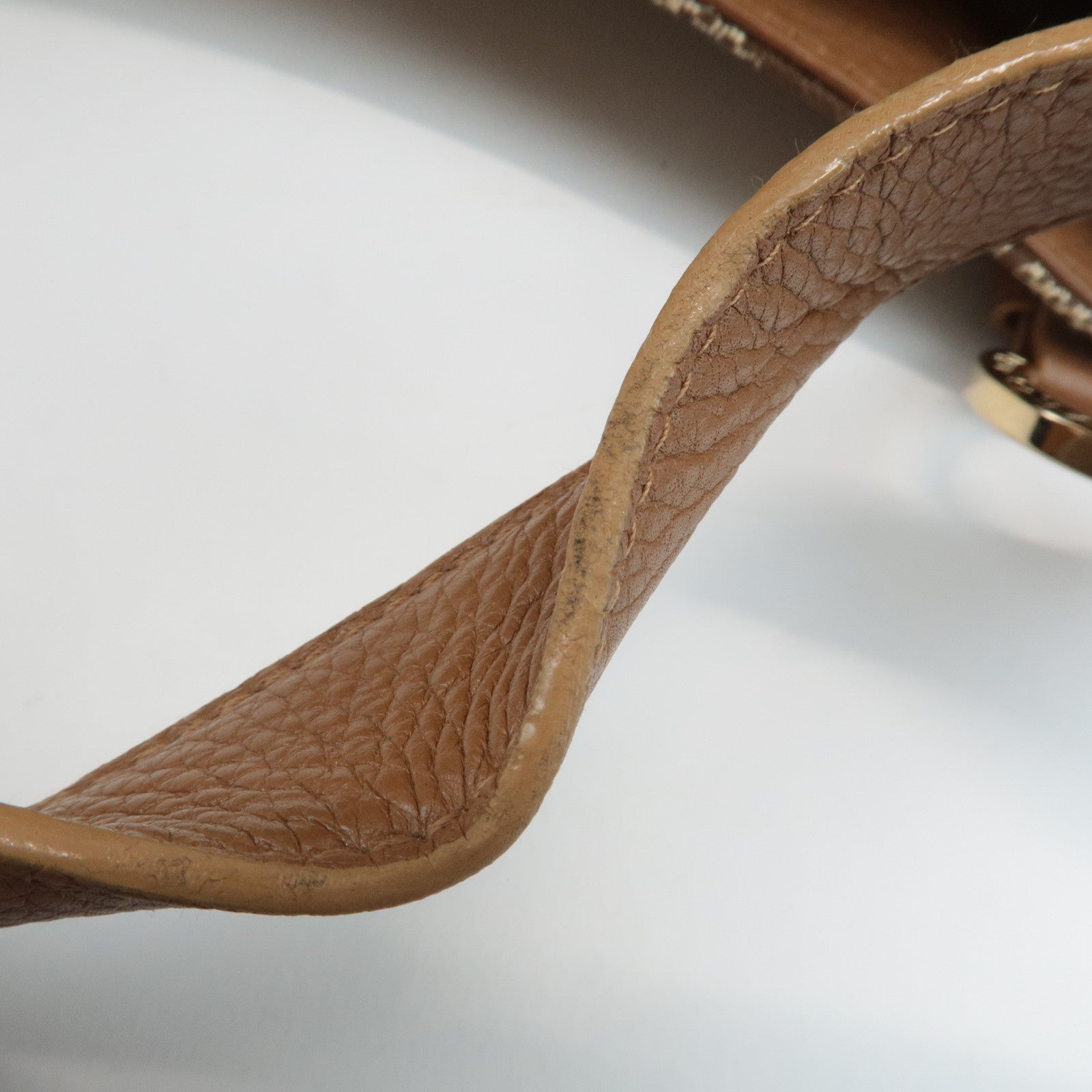 BVLGARI Logo Mania Leather Canvas Tote Bag Shoulder Bag Beige Brown Used