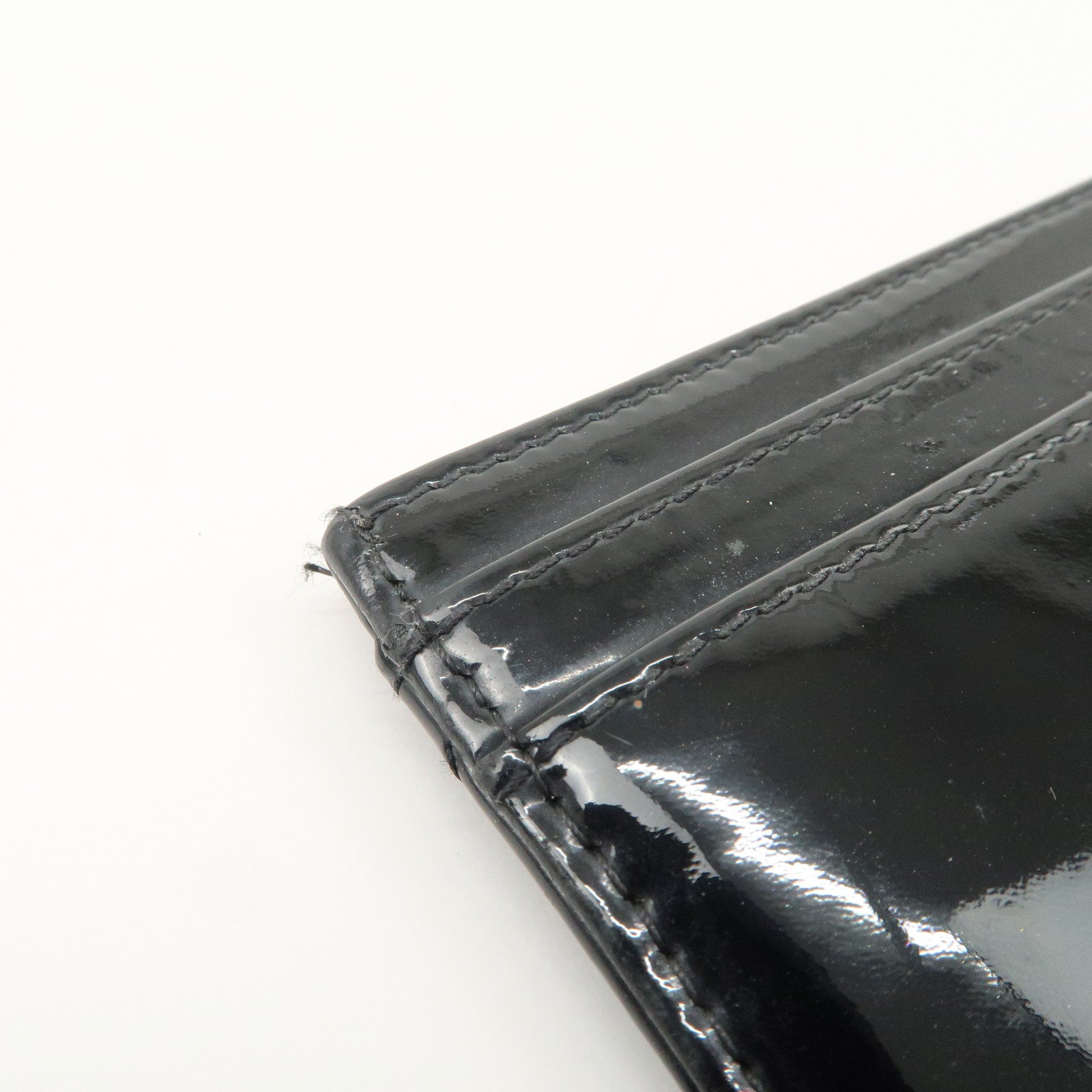 CHANEL COCO Mark Matelasse Patent Leather Card Case Black A48703