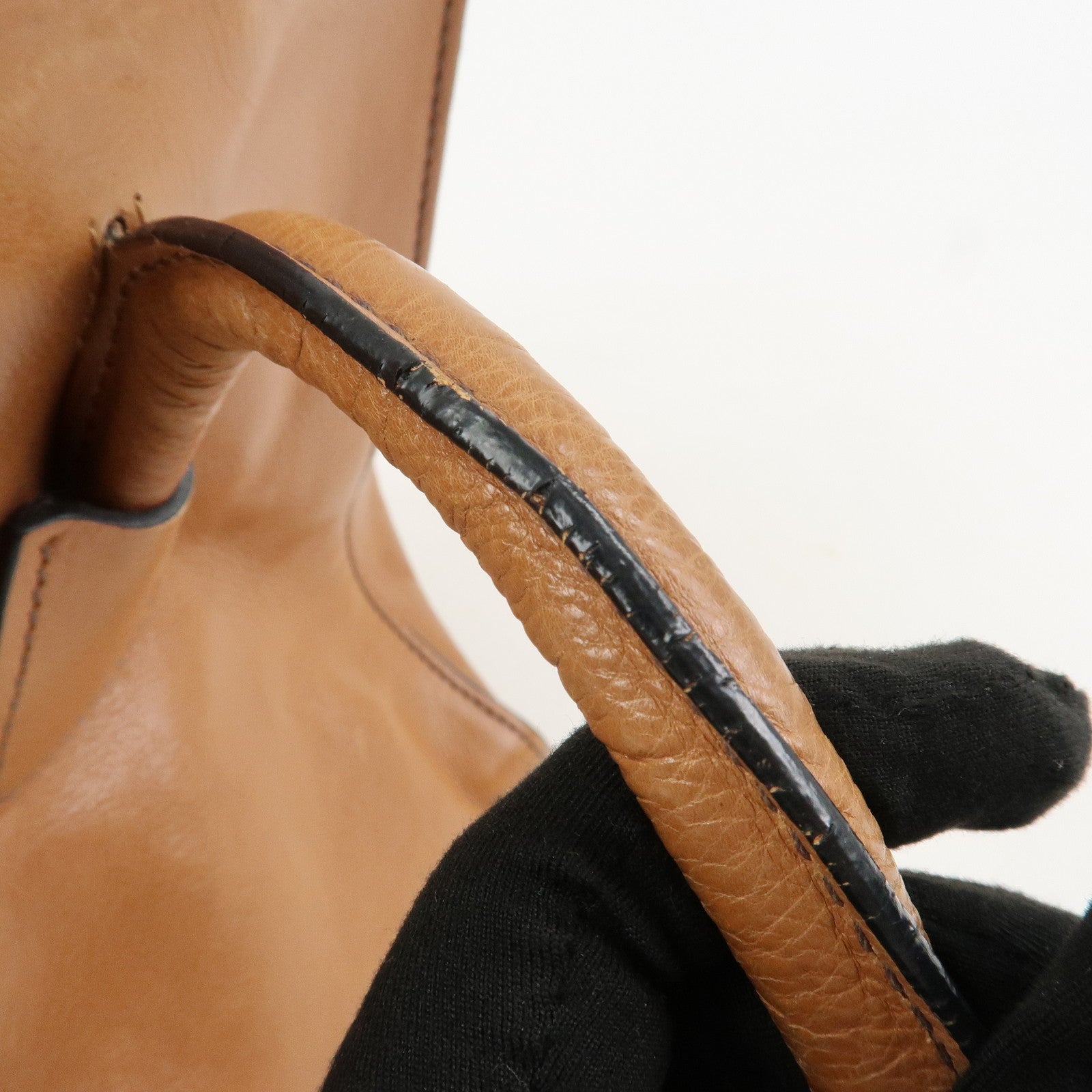 PRADA Triangle Logo Leather 2Way Hand Bag Shoulder Bag Brown BN2619
