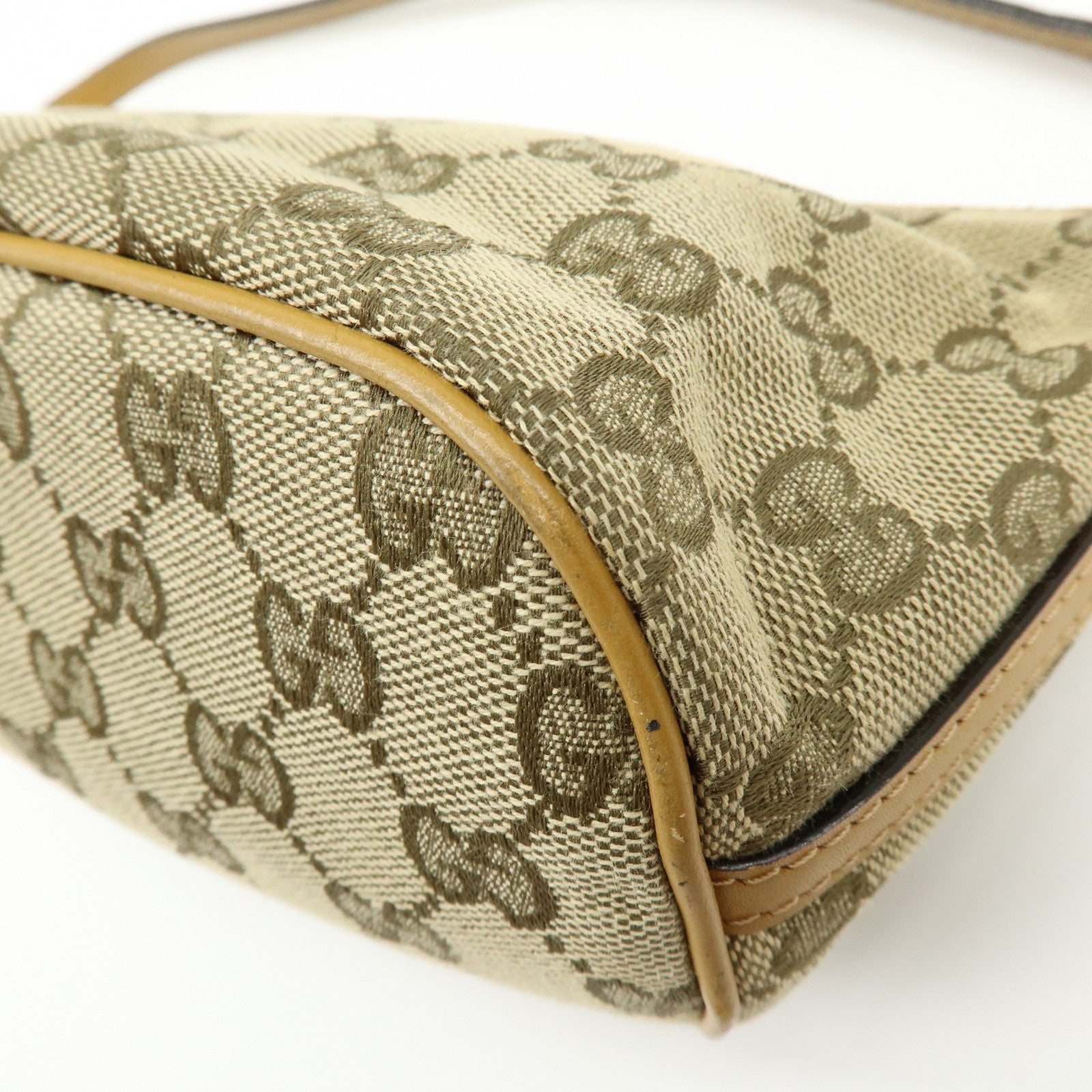 GUCCI Boat Bag GG Canvas Leather Hand Bag Beige Yellow 039・1103