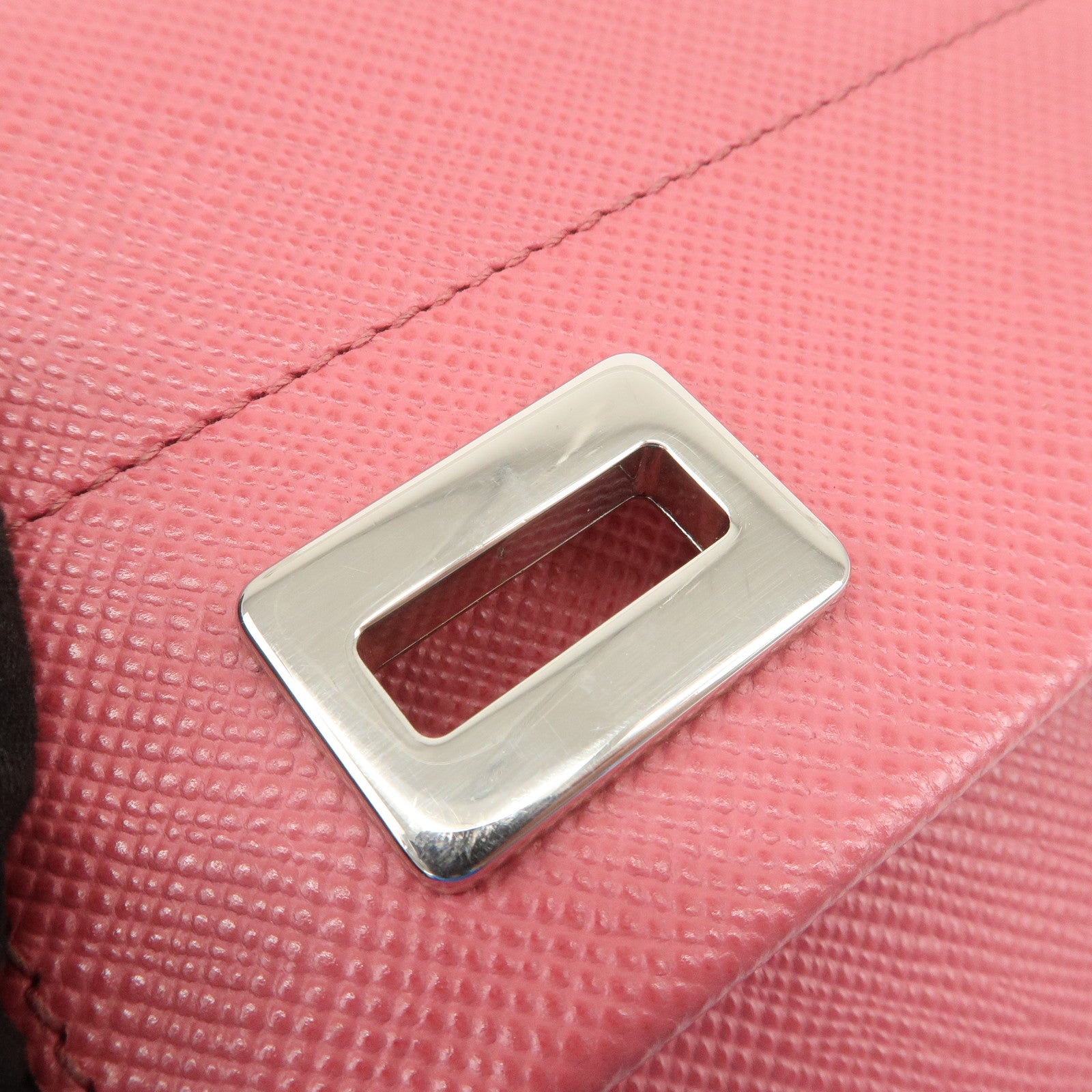 PRADA Embossed Leather Chain Shoulder Bag Crossbody Bag Pink BT0992