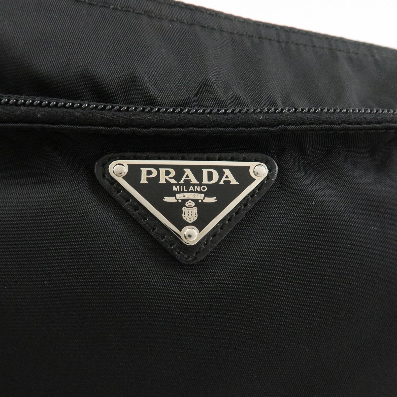 PRADA Triangle Logo Nylon Leather Shoulder Bag Crossbody Bag Black