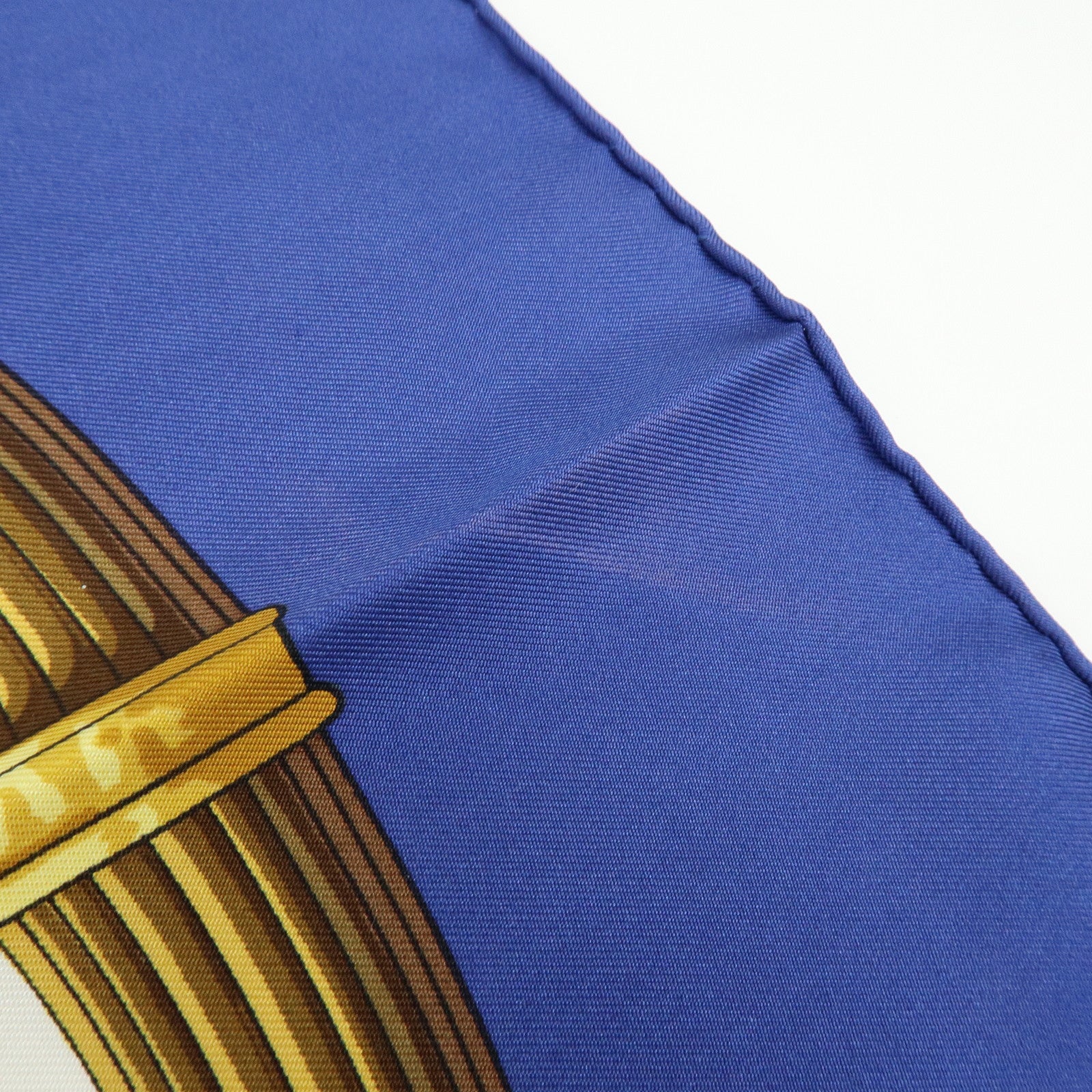 HERMES Carre 90 Silk100% Caty Ancient Egypt Scarab Scarf Blue White