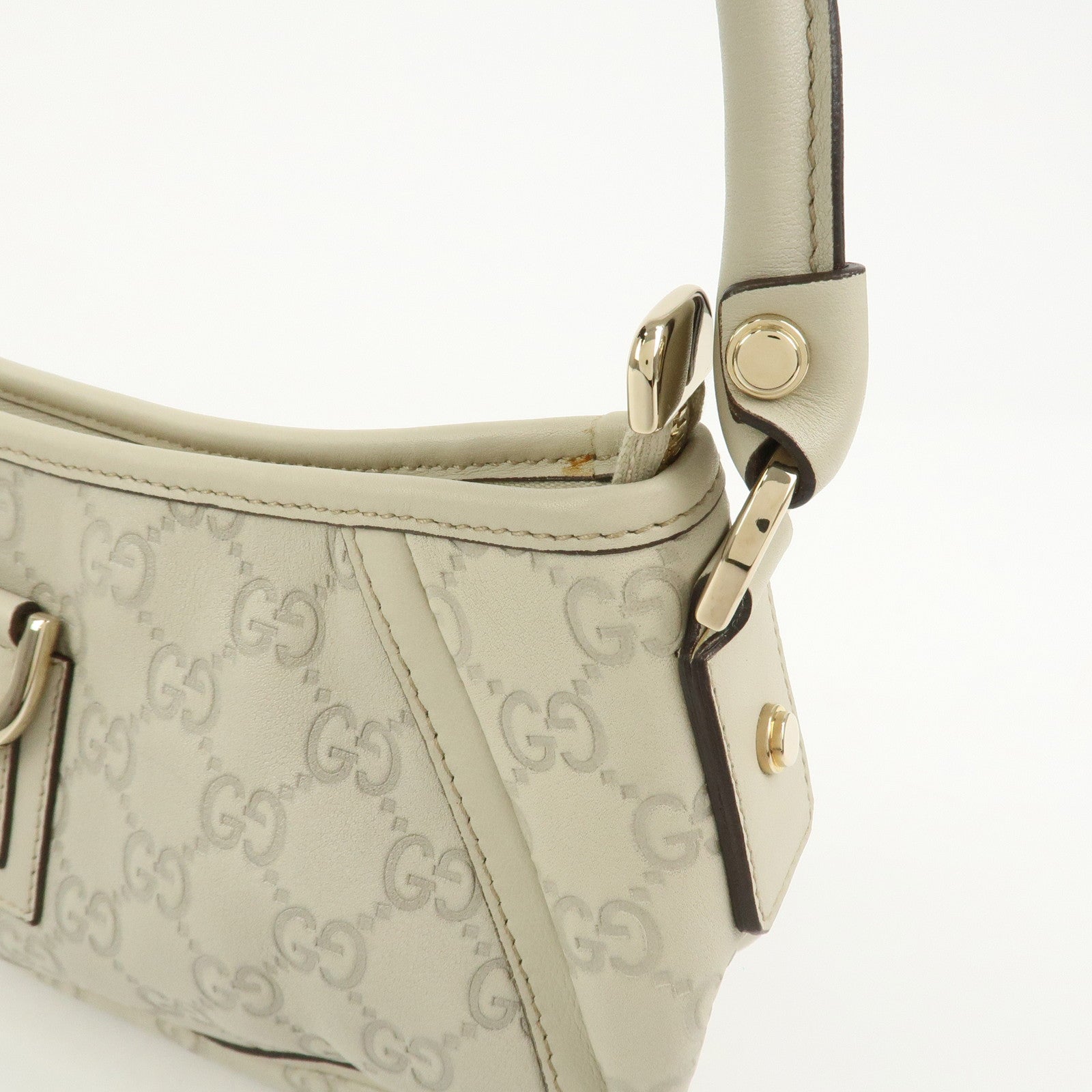 GUCCI Abbey Guccissima Leather Shoulder Bag Hand Bag Ivory 130939