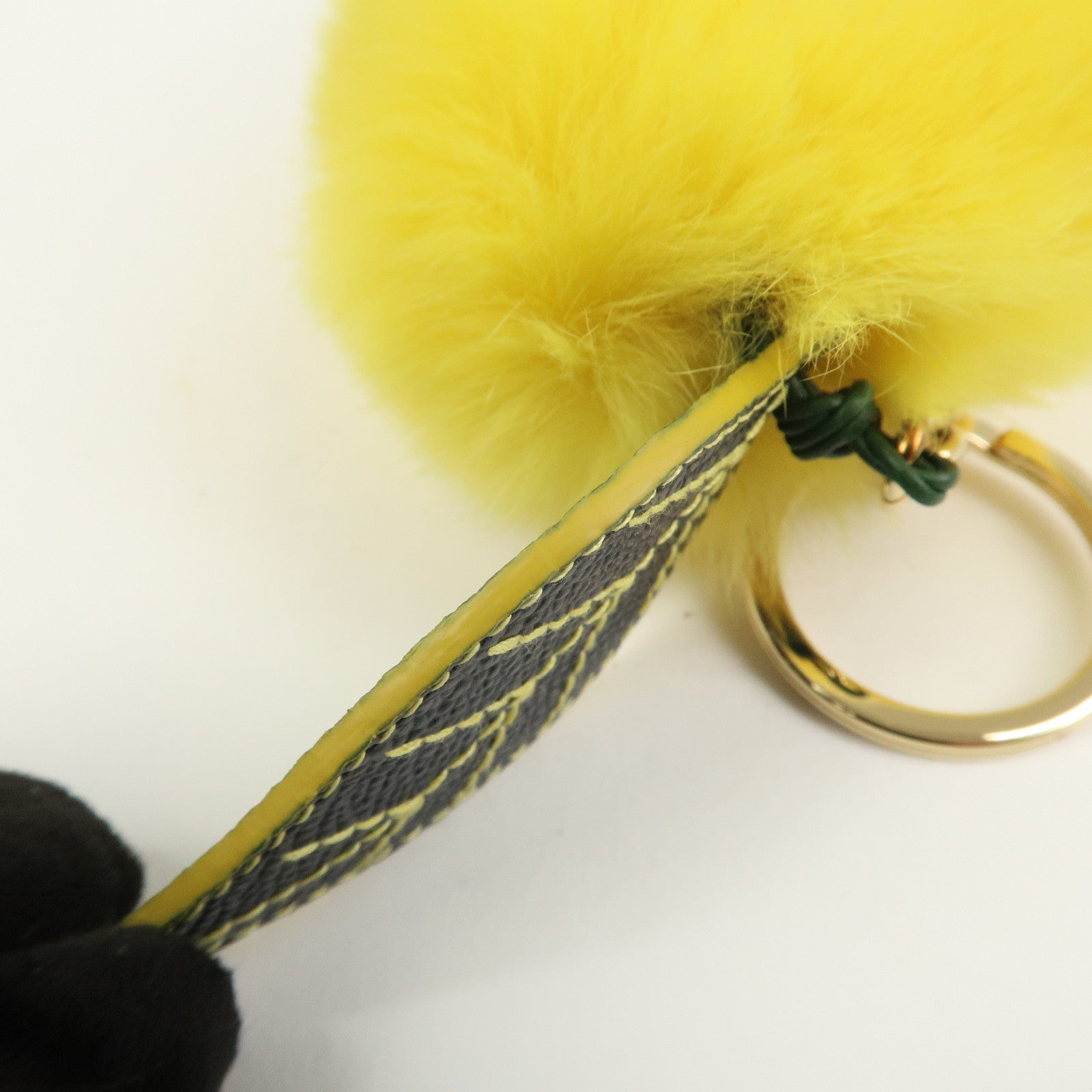 Dolce&Gabbana Citrus Fur Leather Bag Charm Key Holder Yellow