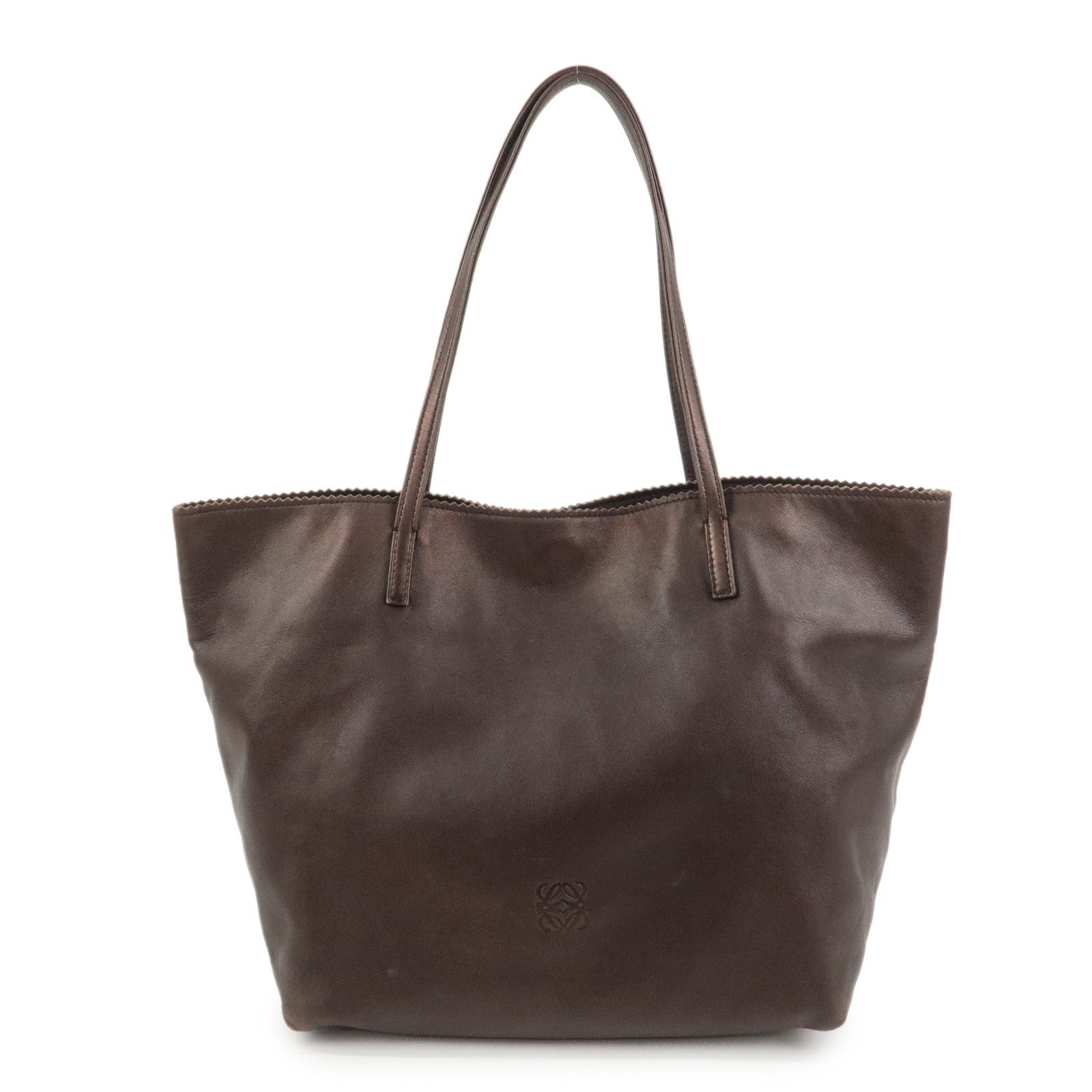 LOEWE Anagram Nappa Leather Aura Tote Bag Shoulder Bag Brown