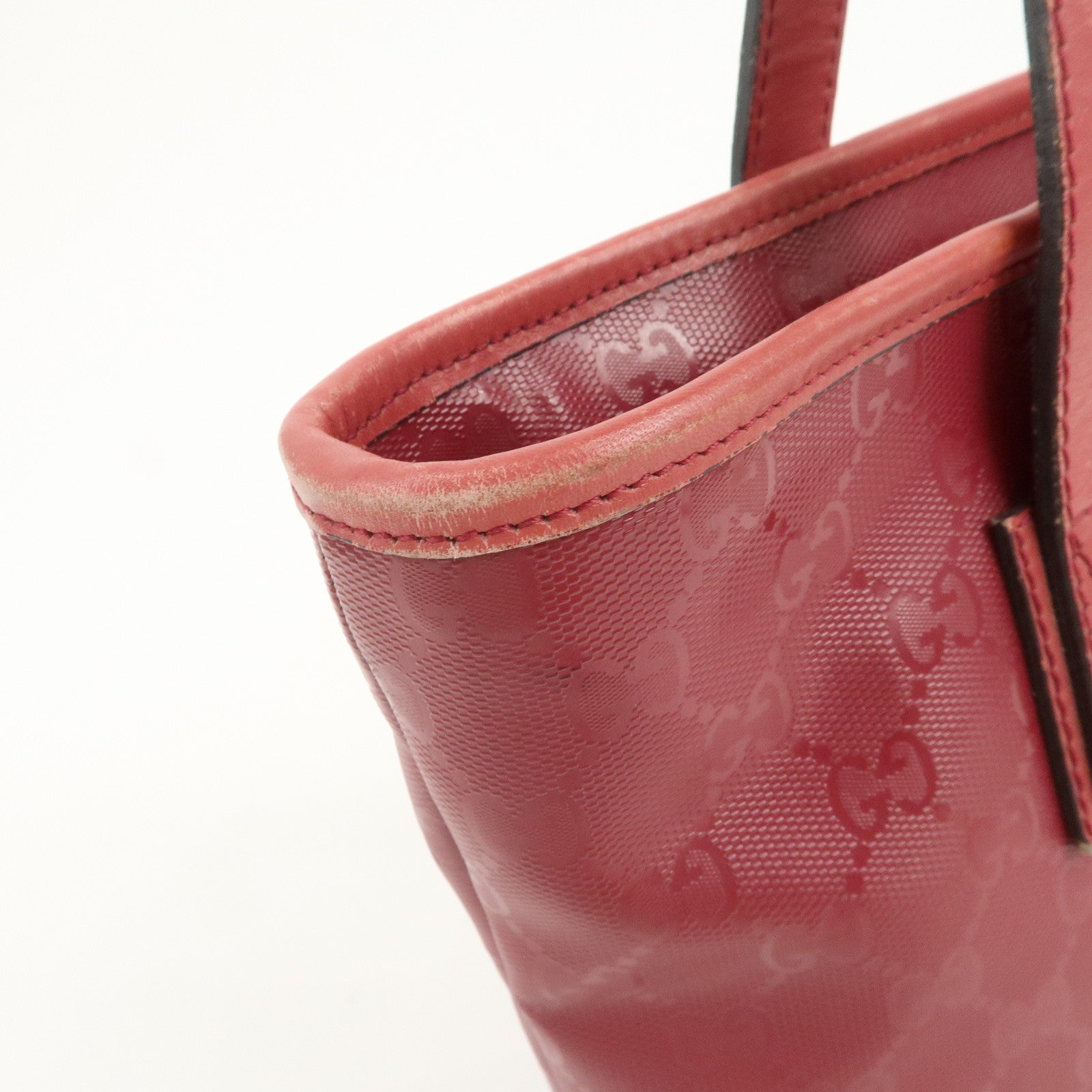 GUCCI Logo GG Imprime Leather Tote Bag Shoulder Bag Pink 211138