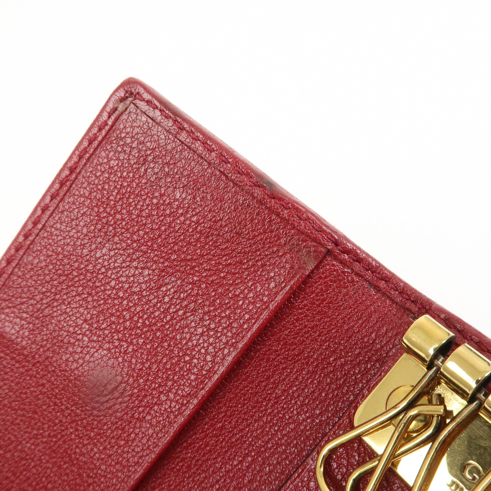 GUCCI GG Marmont Bamboo Leather 6 Key Rings Key Case Red 658636