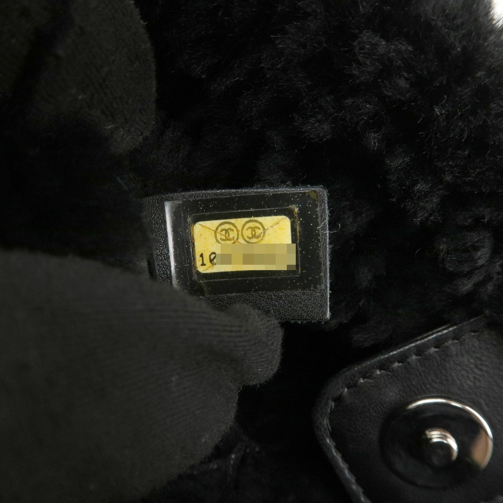 CHANEL Mouton Leather Chain Shoulder Bag Hand Bag Black Silver