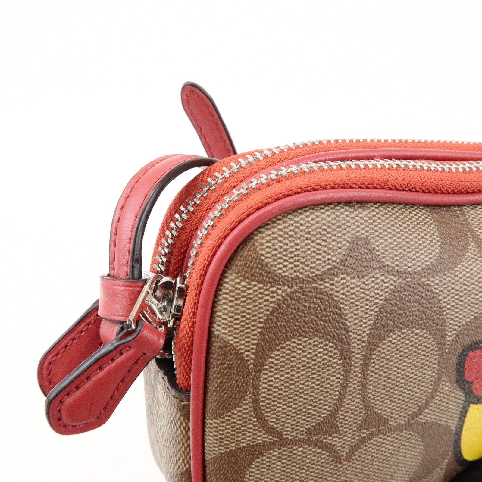 COACH Signature Pacman Collaboration Shoulder Bag Brown Red