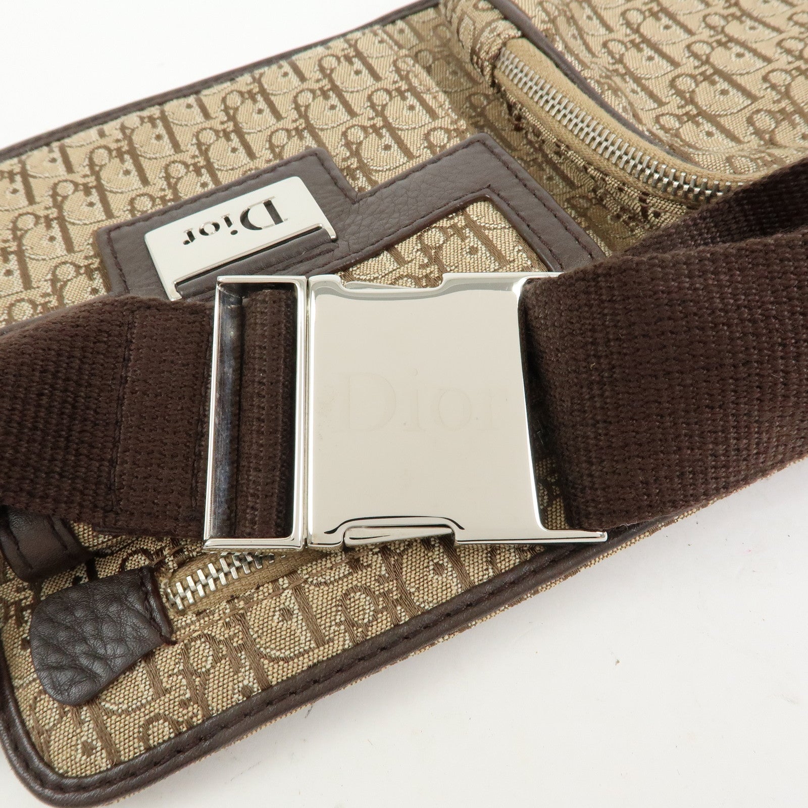 Christian Dior Trotter Street Chic Canvas Leather Waist Bag Brown