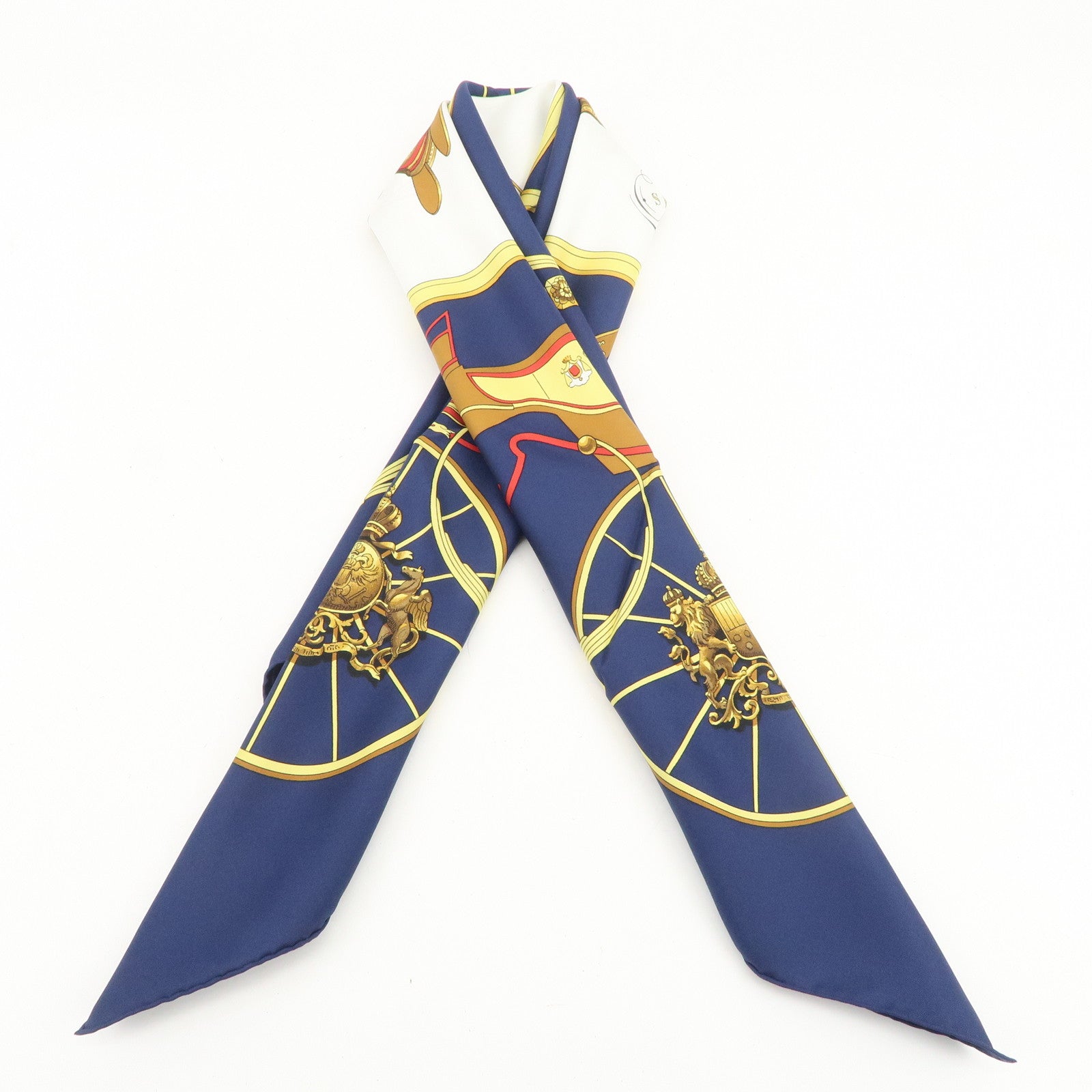 HERMES Carre 90 Silk 100% Scarf SPRINGS Navy