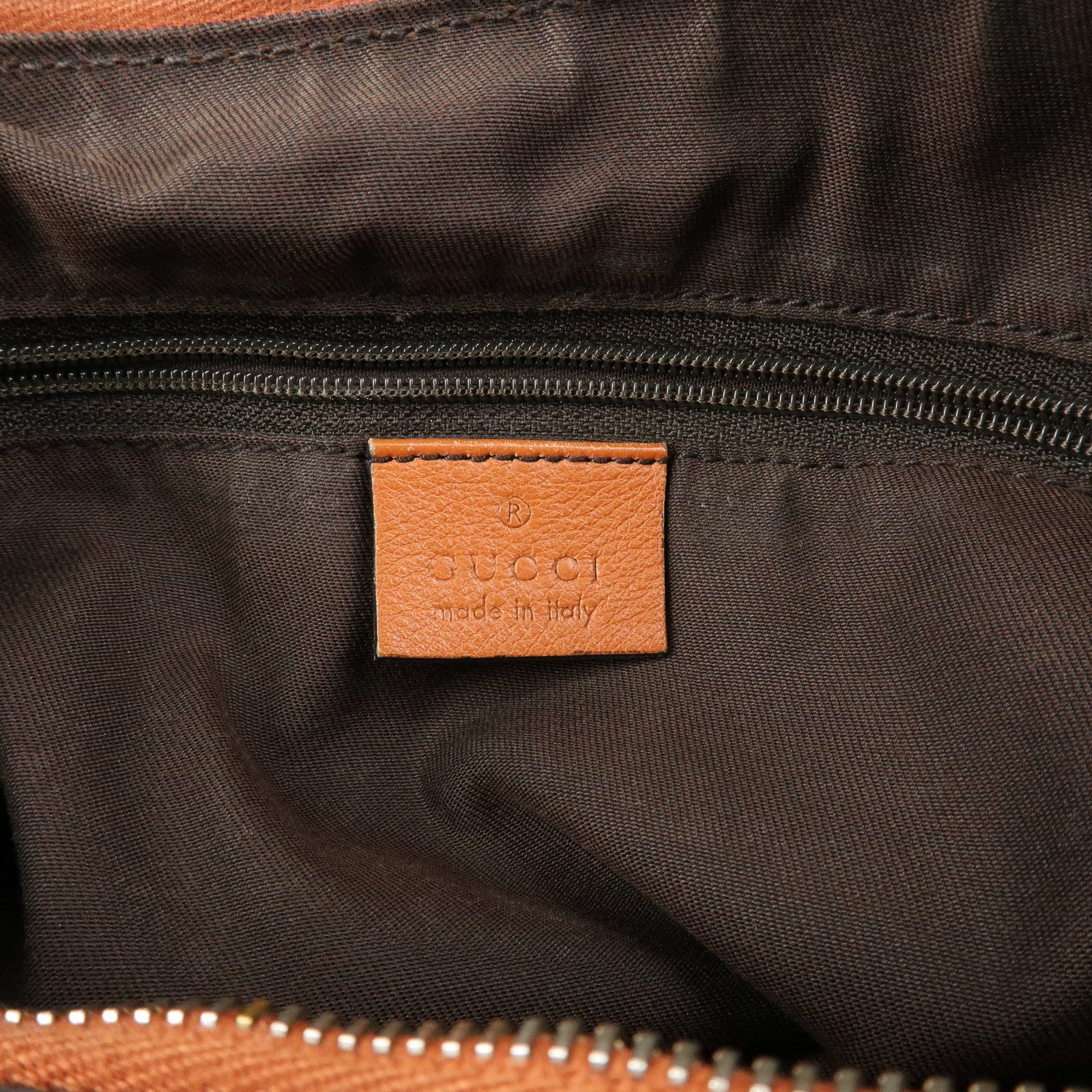 GUCCI Abbey GG Canvas Leather Shoulder Bag Beige Orange 189833