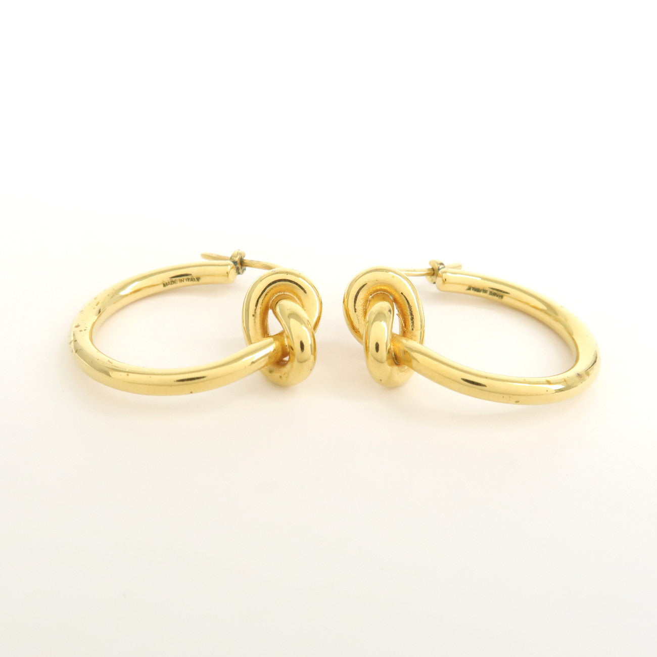 CELINE Logo Knot Small Hoop Earrings Metal Gold