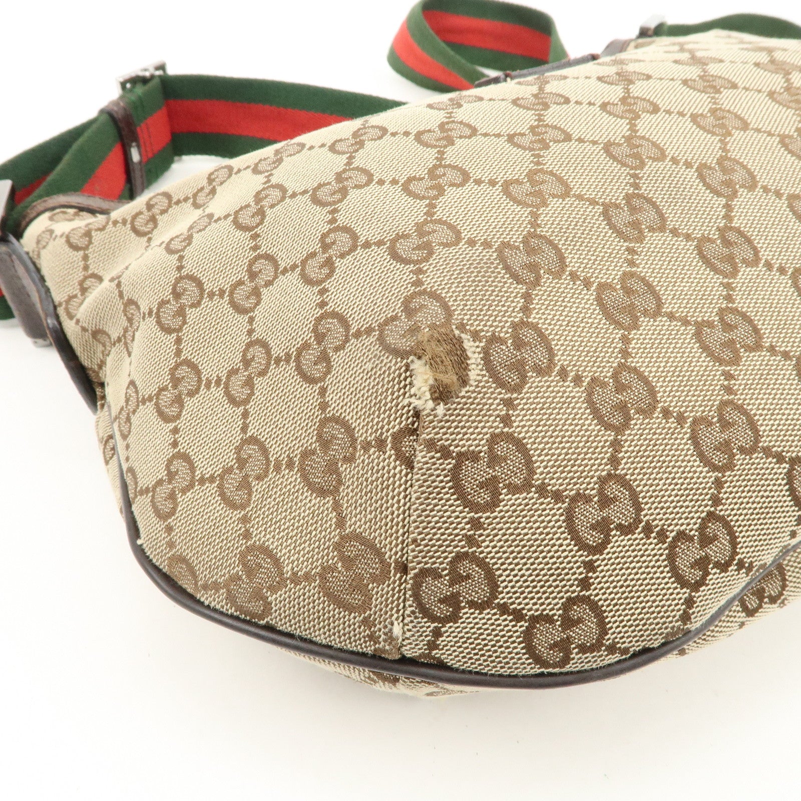 GUCCI Sherry GG Canvas Leather Shoulder Bag Beige Brown 181092 Used