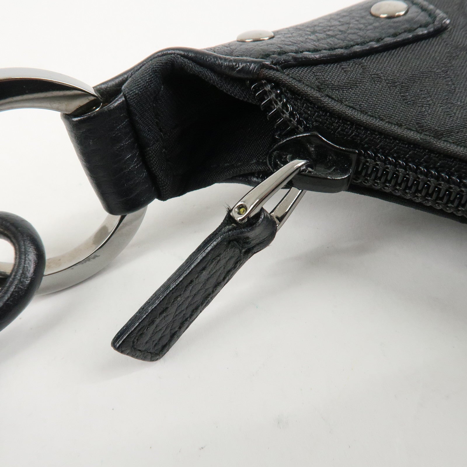 GUCCI GG Nylon Leather Shoulder Bag Hand Bag Black 179776 Used