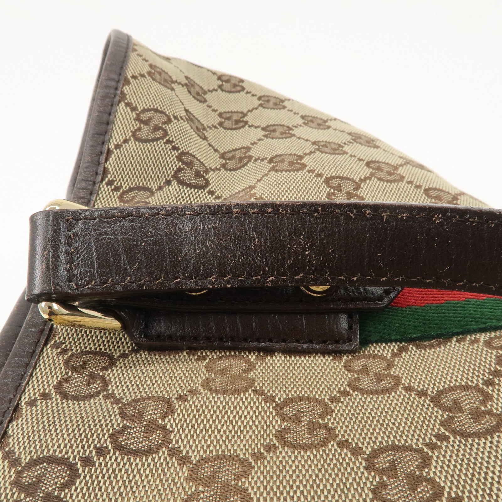 GUCCI Sherry GG Canvas Leather Tote Bag Beige Brown 139260 Used