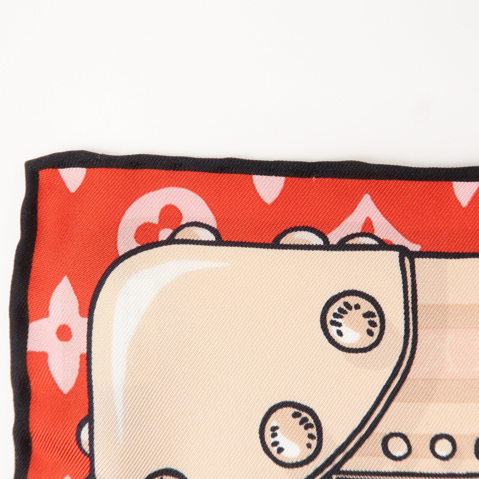 Louis Vuitton Monogram Carre Animal Silk 100% Scarf Red Beige M70693 Used