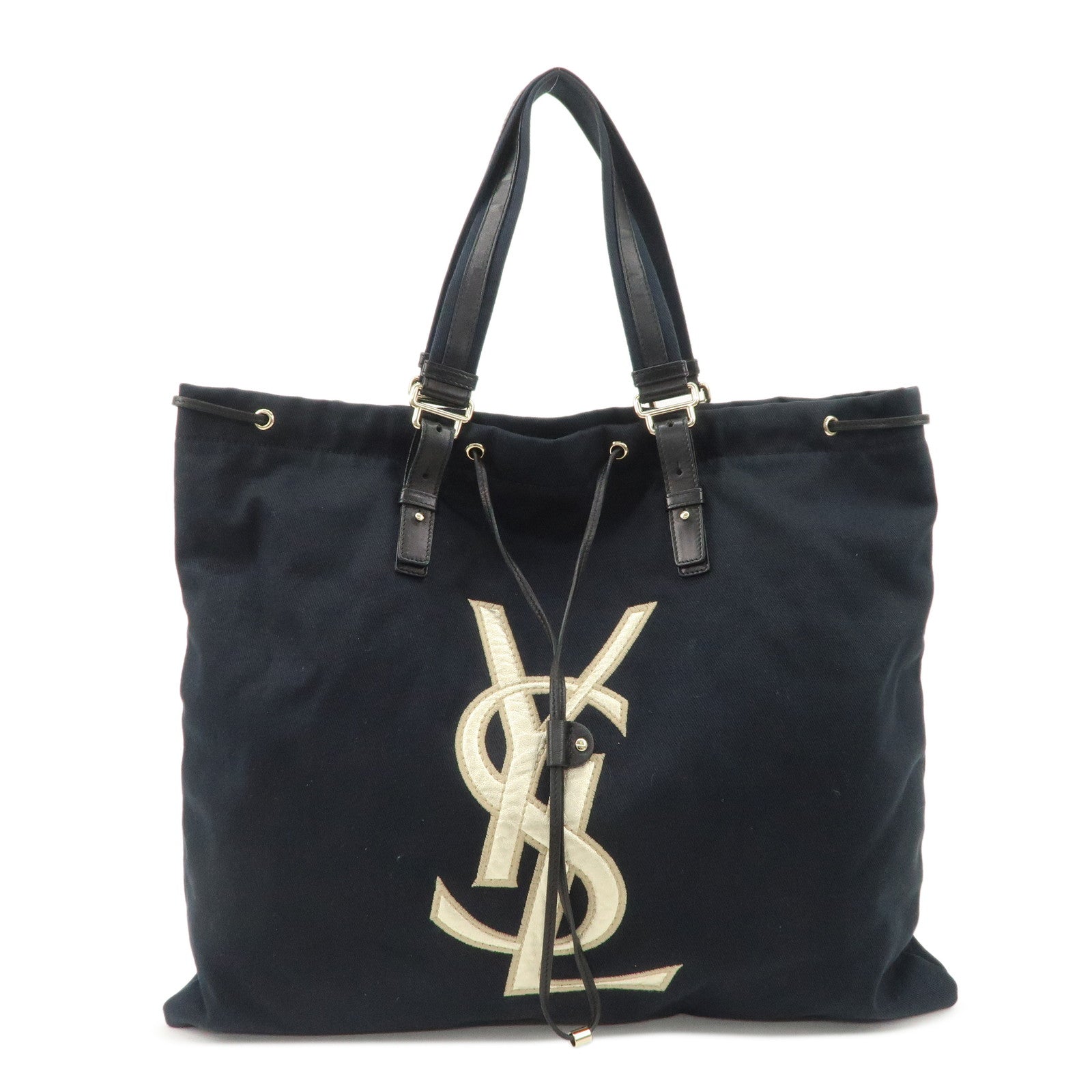 Saint Laurent Kahala Canvas Leather Tote bag Shoulder Bag Black Used