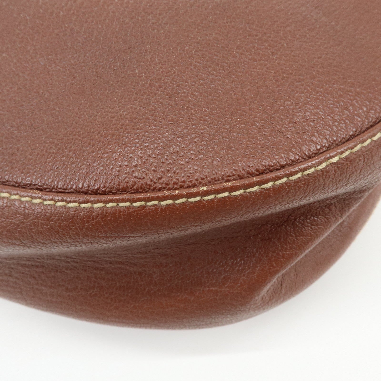 BVLGARI Leather Shoulder Bag Hand Bag Brown