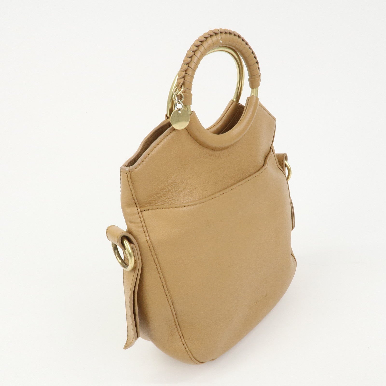 Chloe See by Chloe Leather 2Way Bag Hand Bag Shoulder Bag Beige
