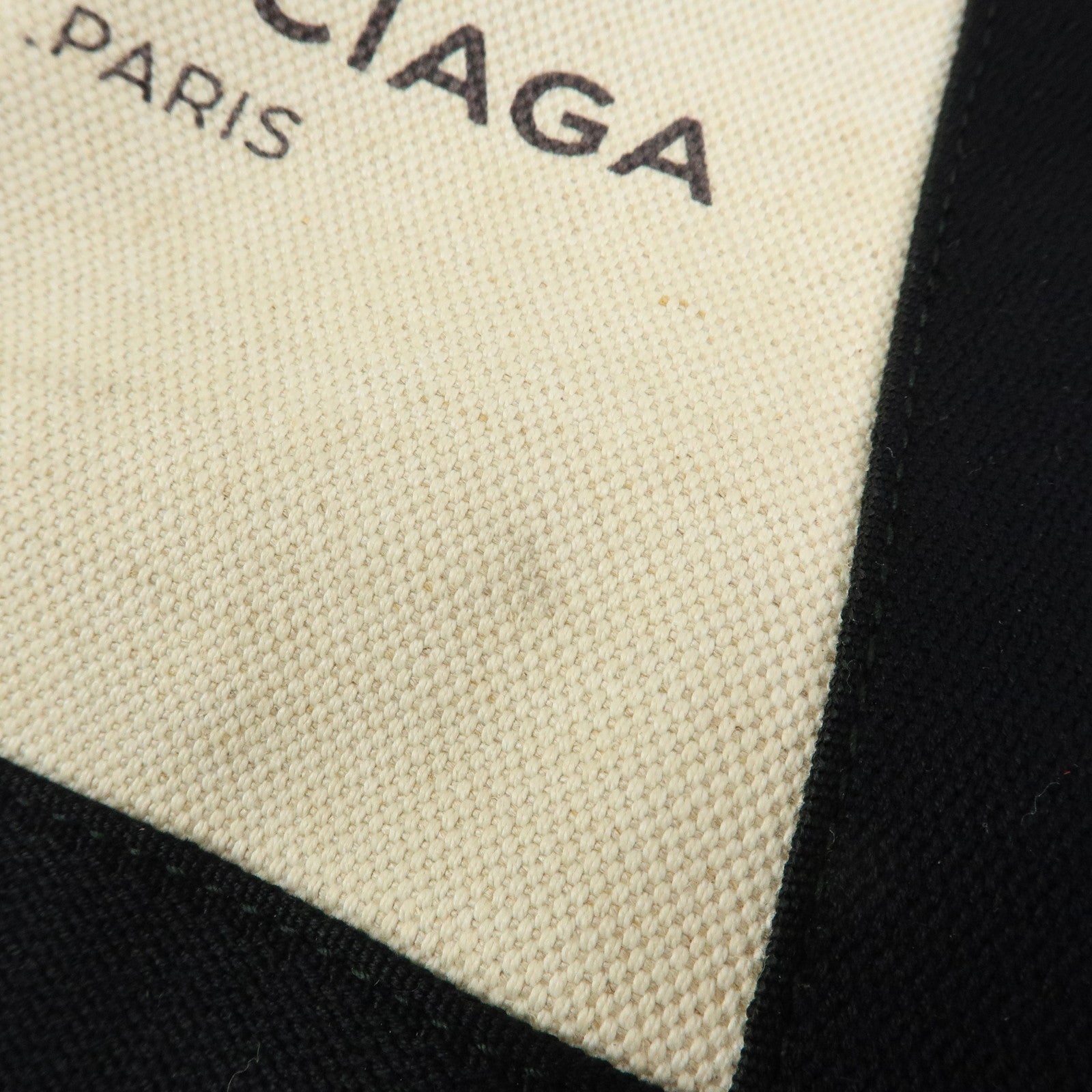 BALENCIAGA Navy Cabas XS Canvas Leather 2WAY Bag Ivory 390346