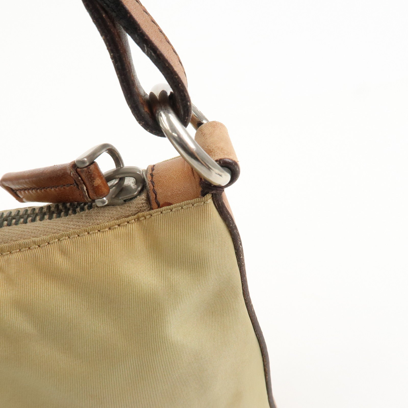 PRADA Triangle Logo Nylon Shoulder Bag Brown BR2205