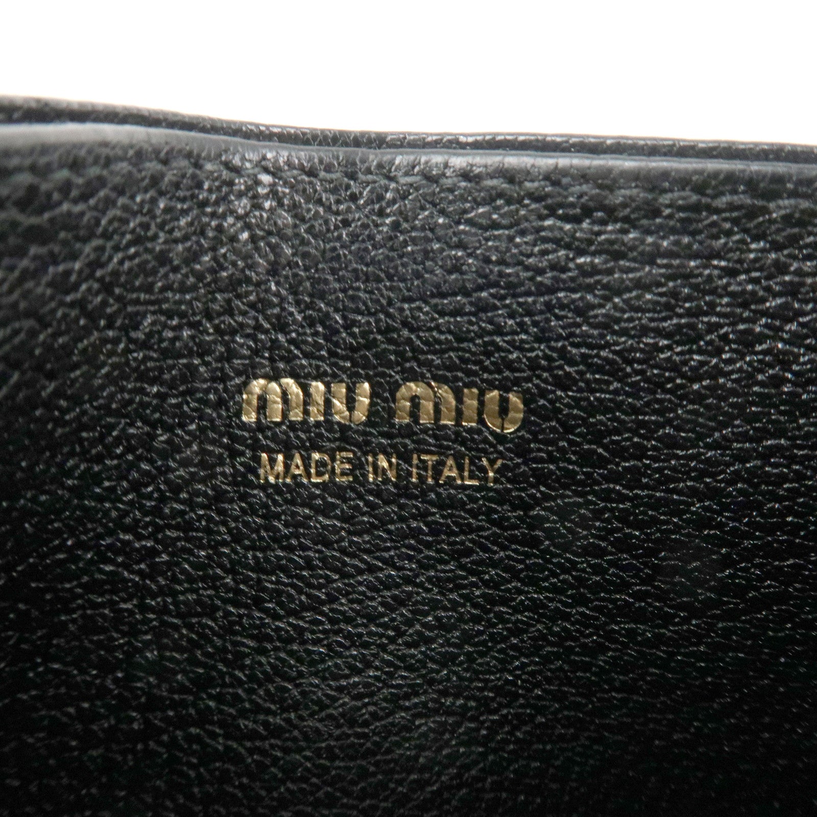 MIU MIU Leather Ribbon Card Case Black Gold Hardware 5MC208 Used