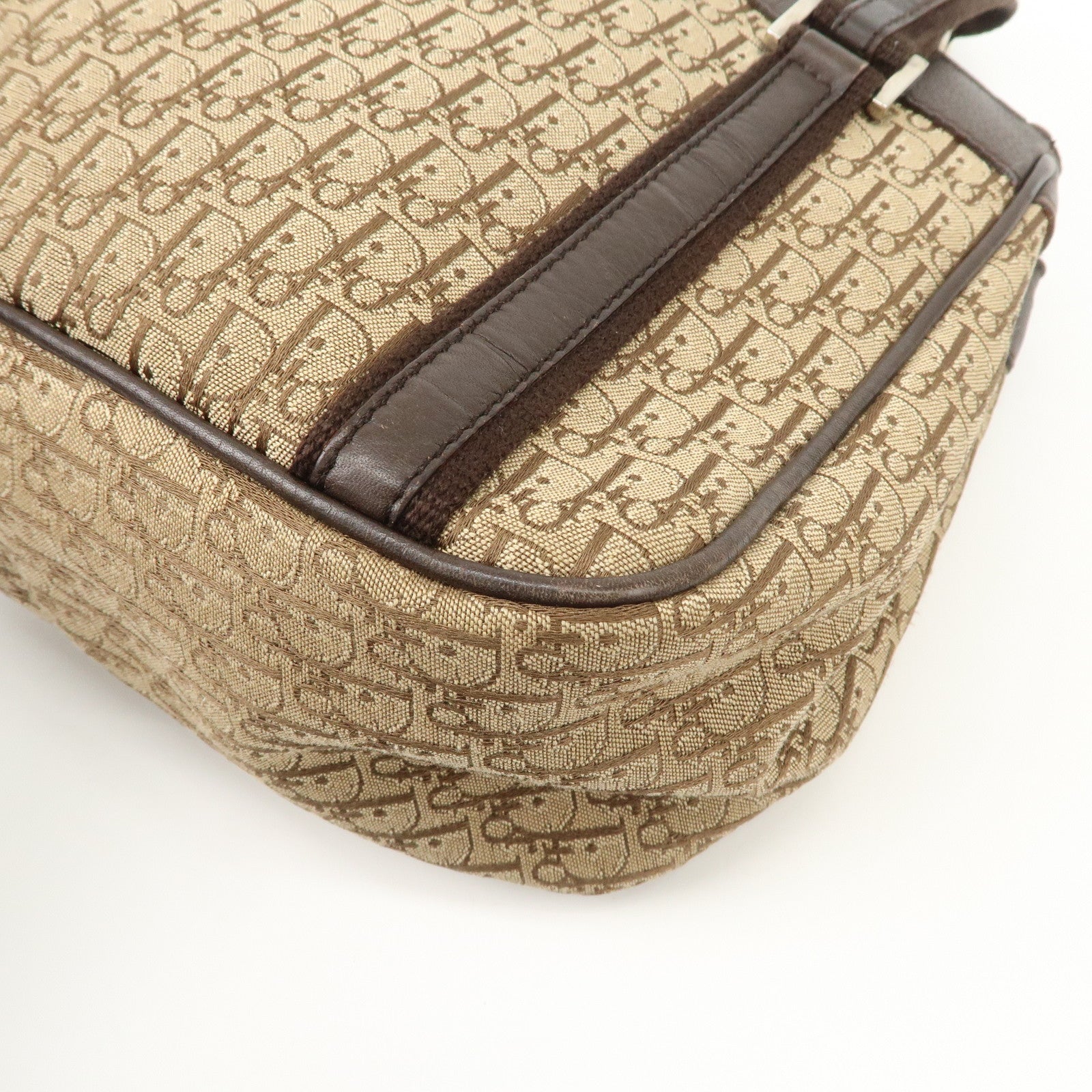 Christian Dior Trotter Leather Canvas Hand Bag Brown Used