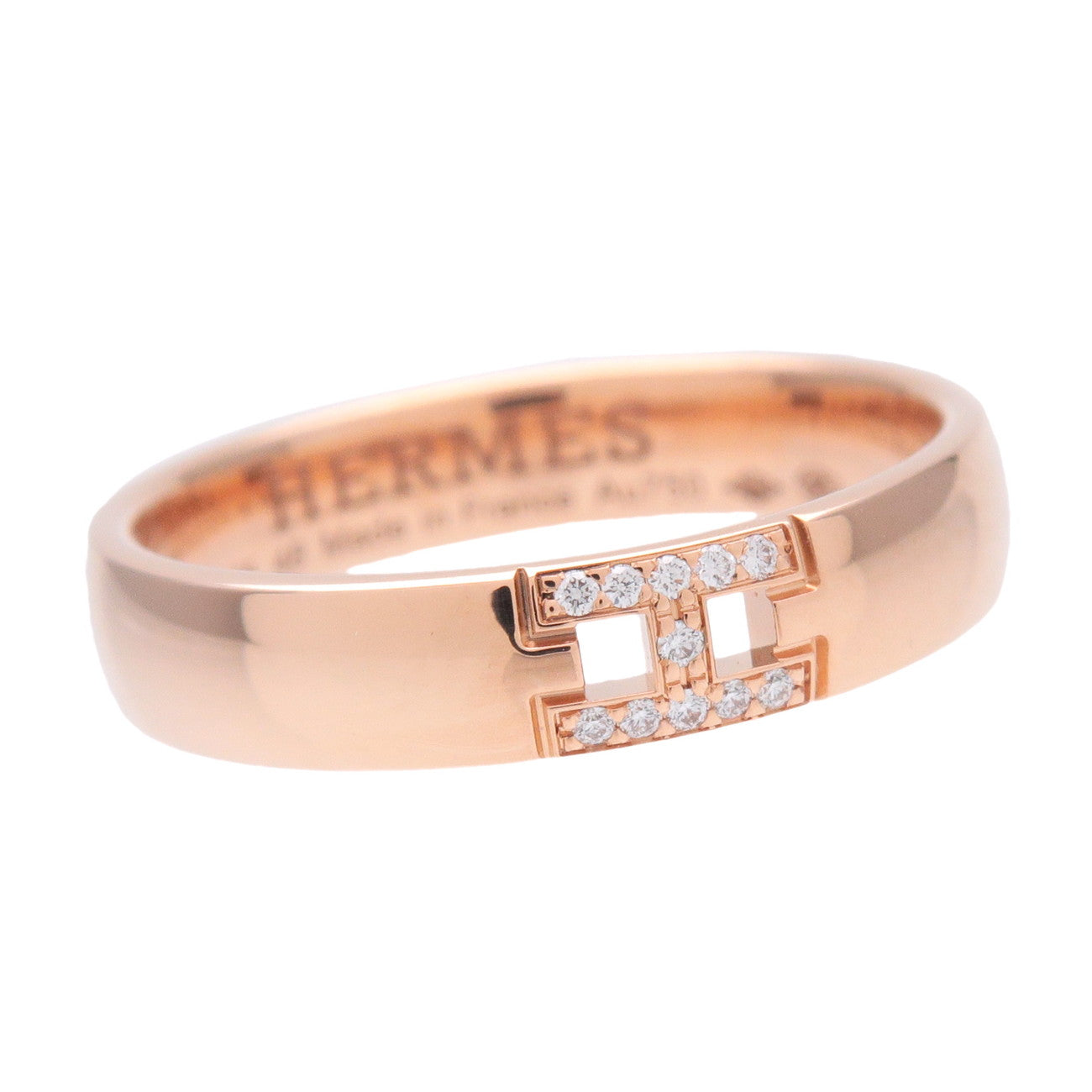 HERMES Ever Hercules 11P Diamond Ring K18PG Rose Gold US4.5 EU48
