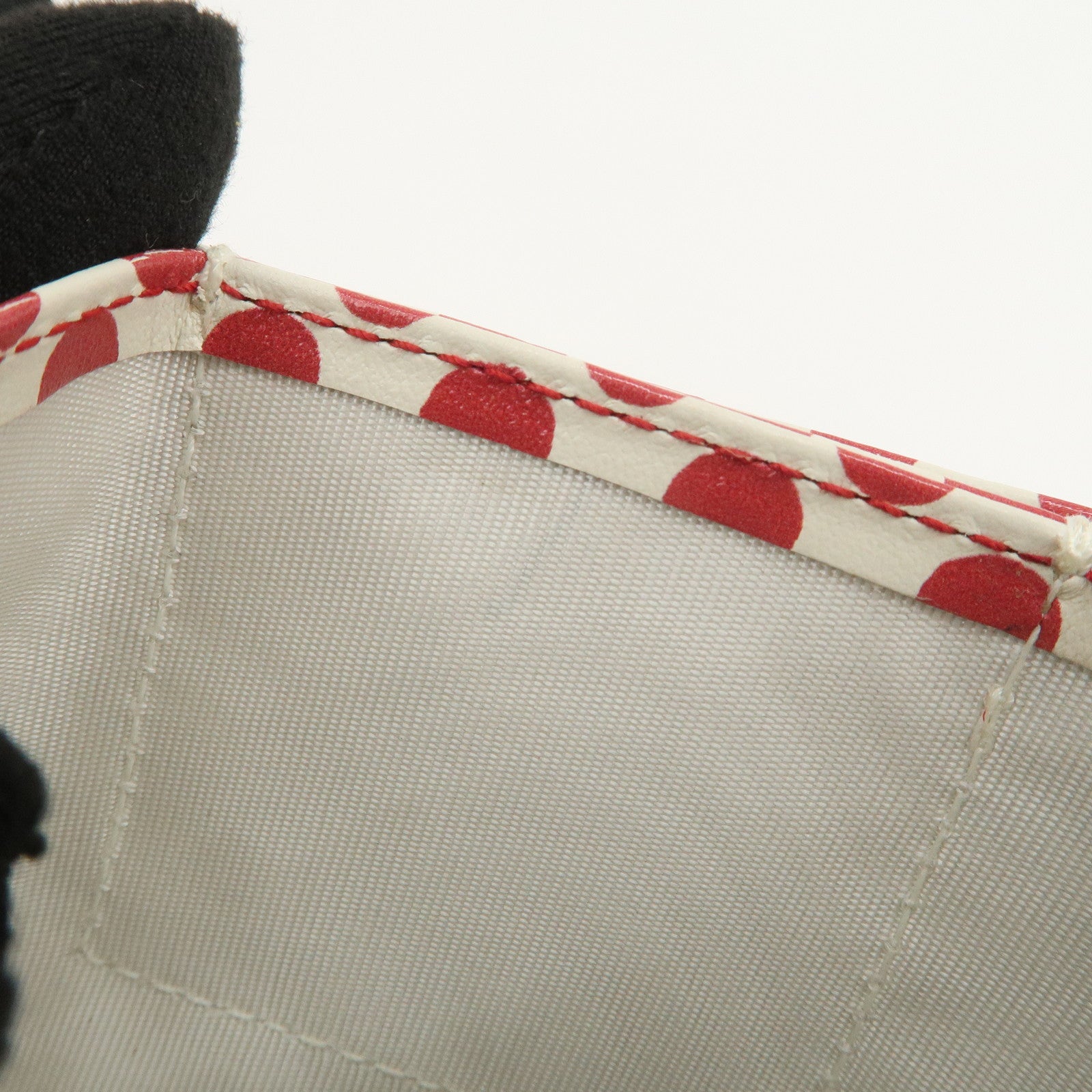 Christian Dior Leather Card Case Card Holder Dots Ivory Red