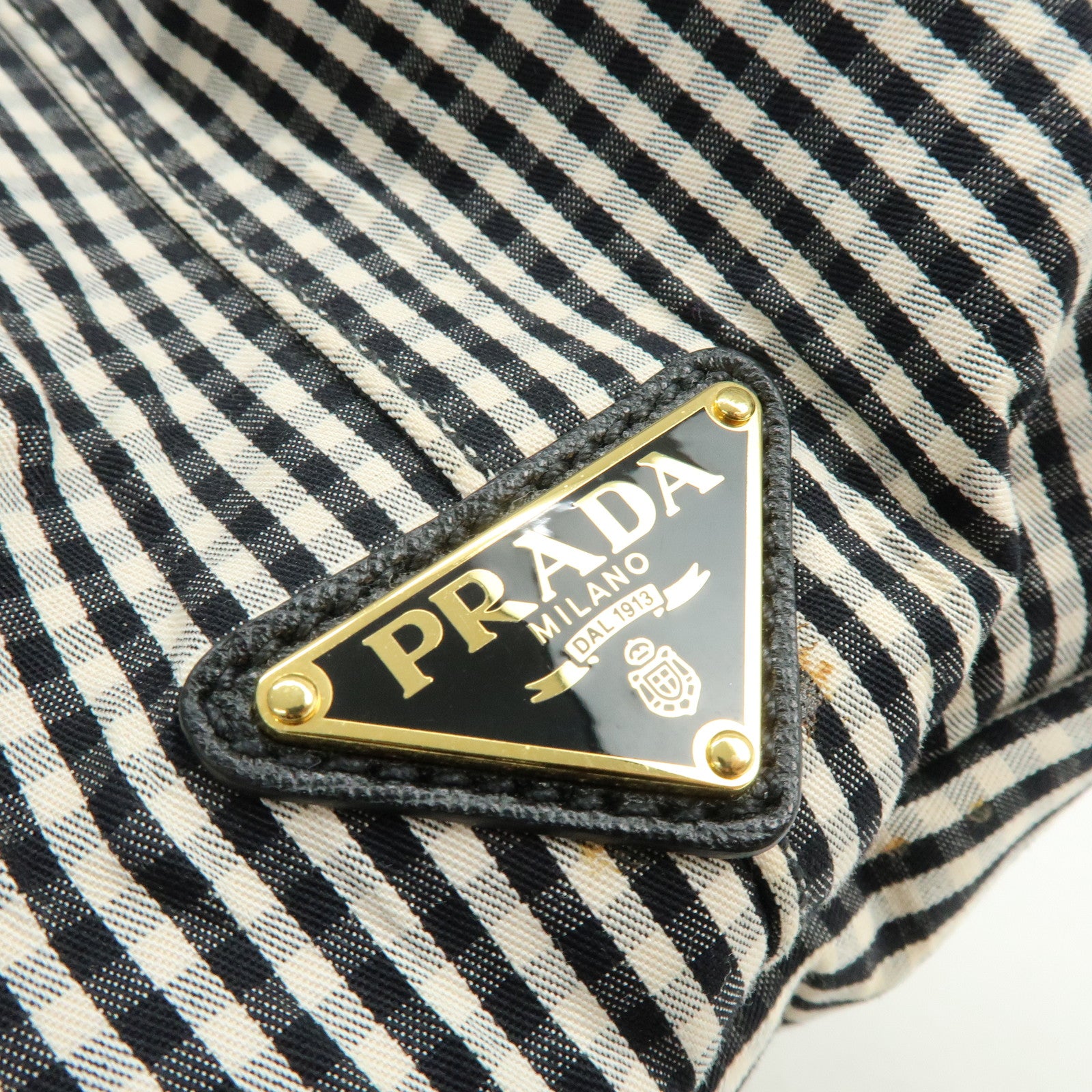 PRADA Canapa Canvas 2Way Bag Hand Bag Shoulder Bag Black Ivory