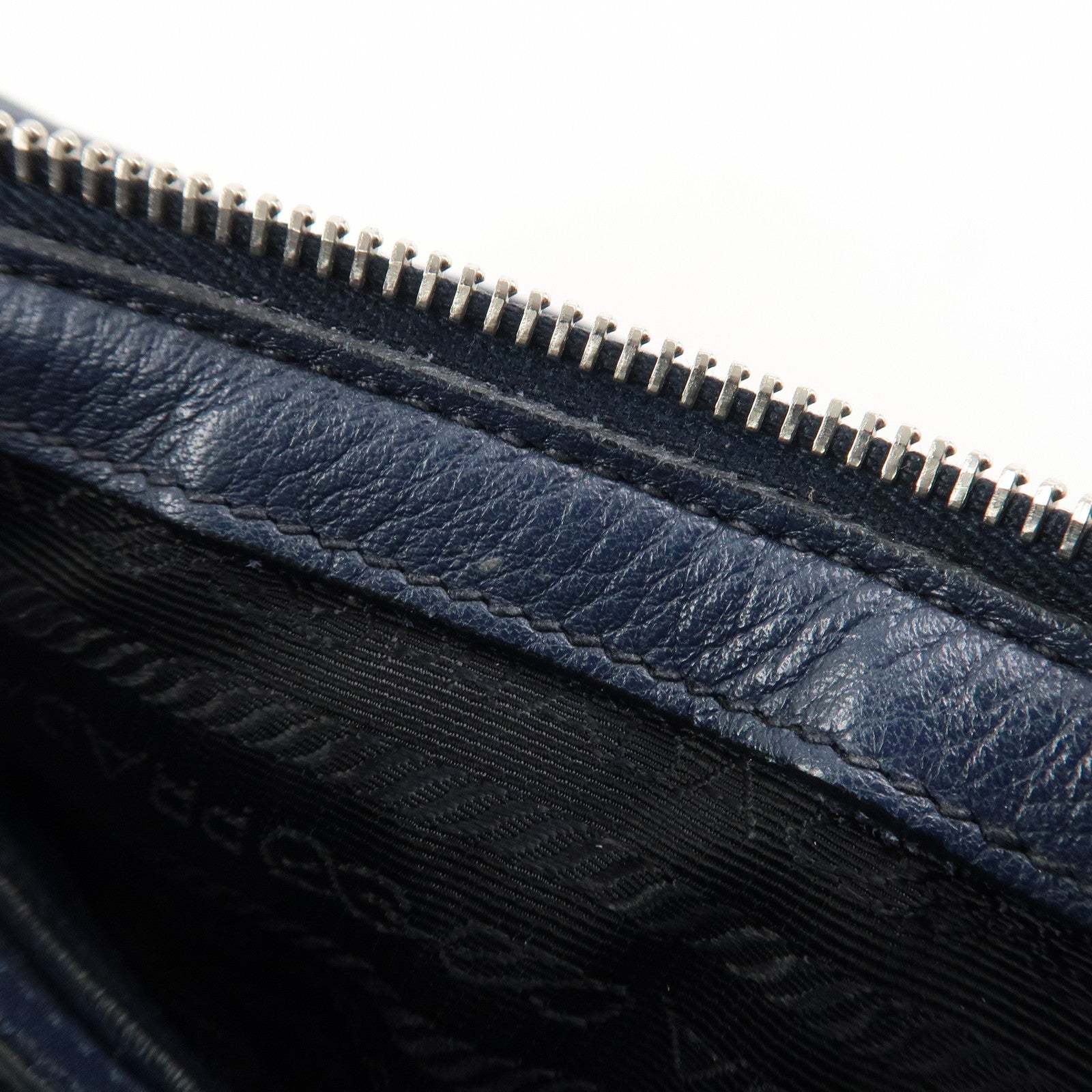 PRADA Logo Leather Vitello Phenix 2WAY Bag Hand Bag Navy 1BB022