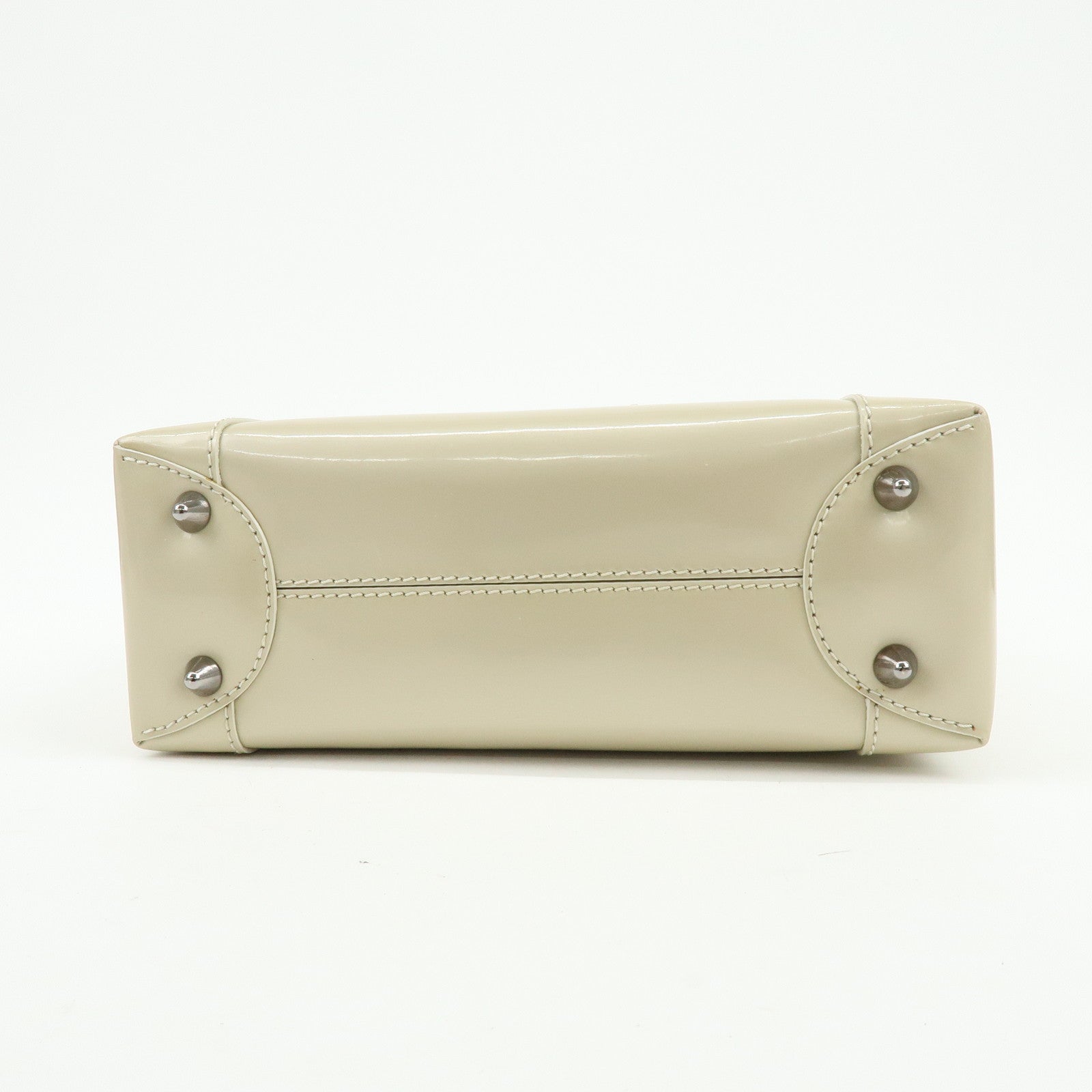 Christian Dior Maris Pearl Patent Leather Hand Bag Ivory