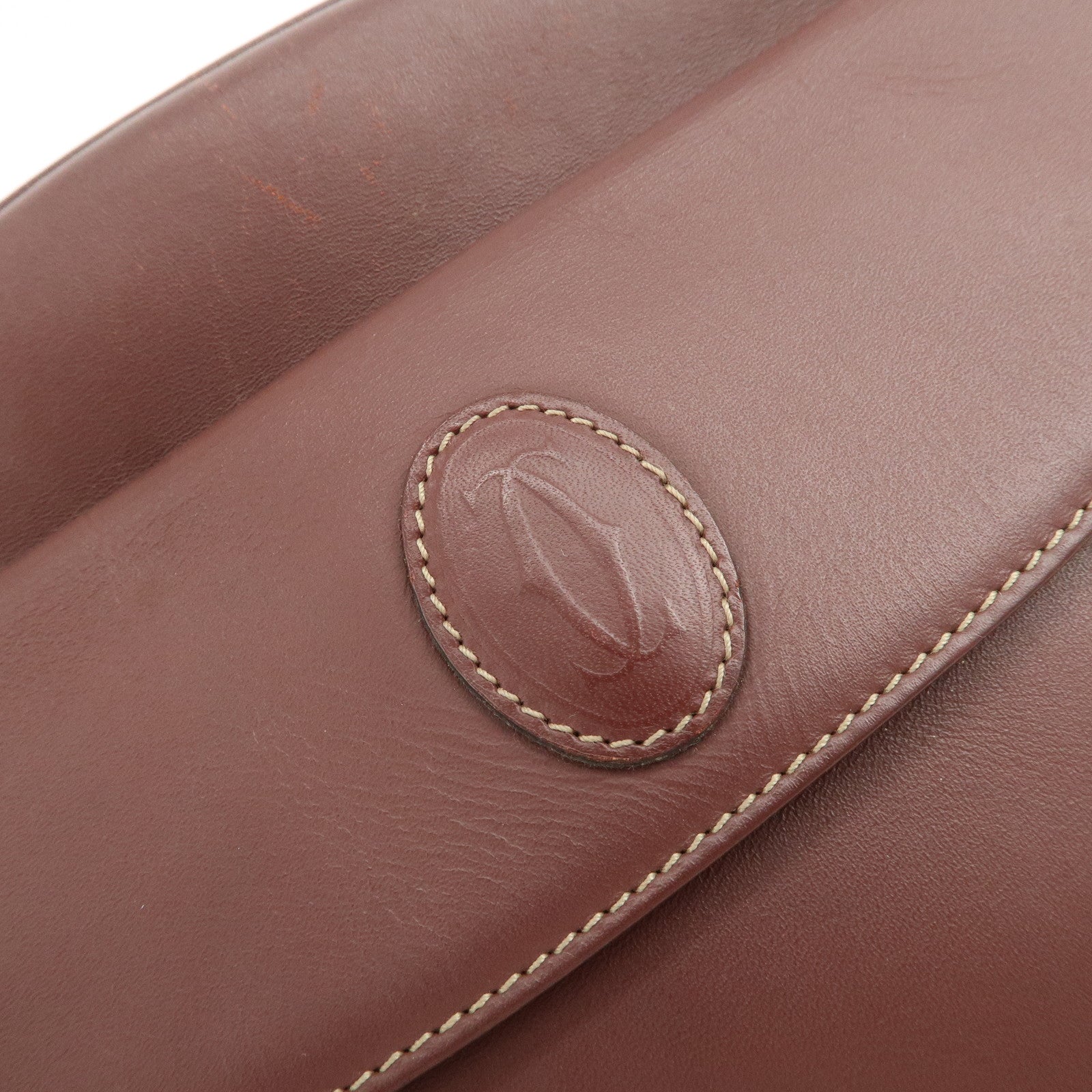 Cartier Must de Cartier Calf Leather Shoulder Bag Burgundy Gold HDW