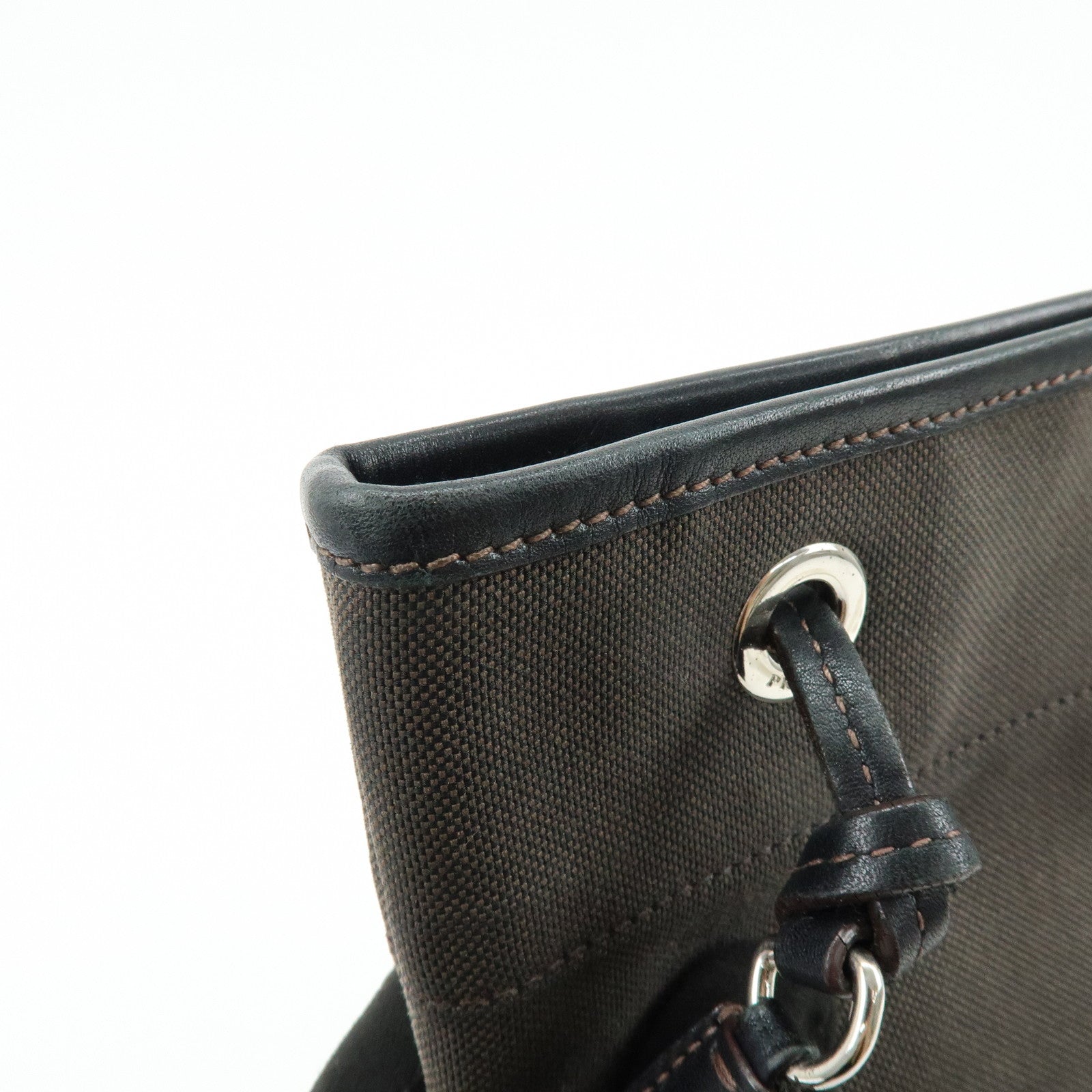 PRADA Logo Jacquard Leather Shoulder Bag Crossbody Bag Dark Brown