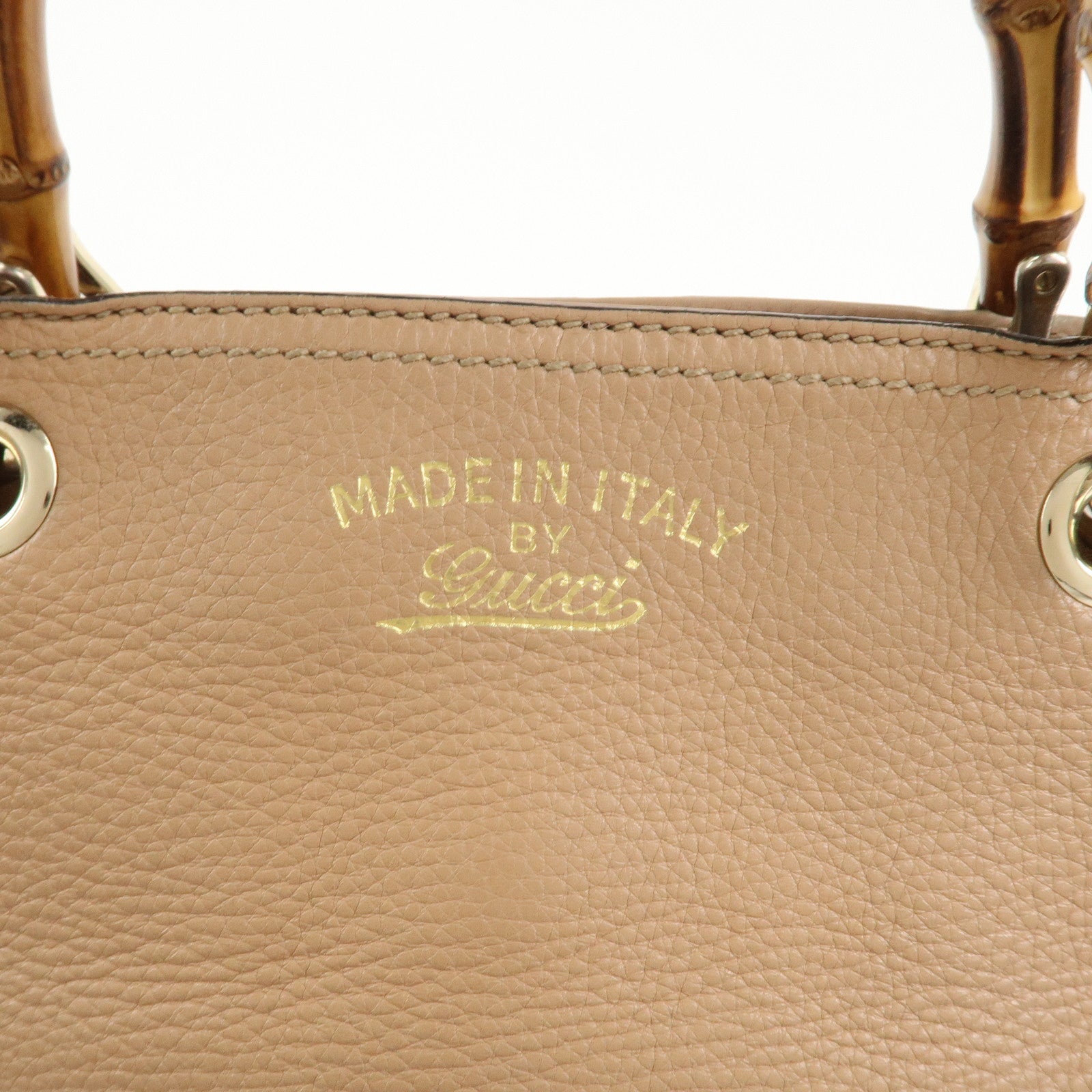 GUCCI Bamboo Leather 2 Way Bag Hand Shoulder Bag Pink Beige 336032