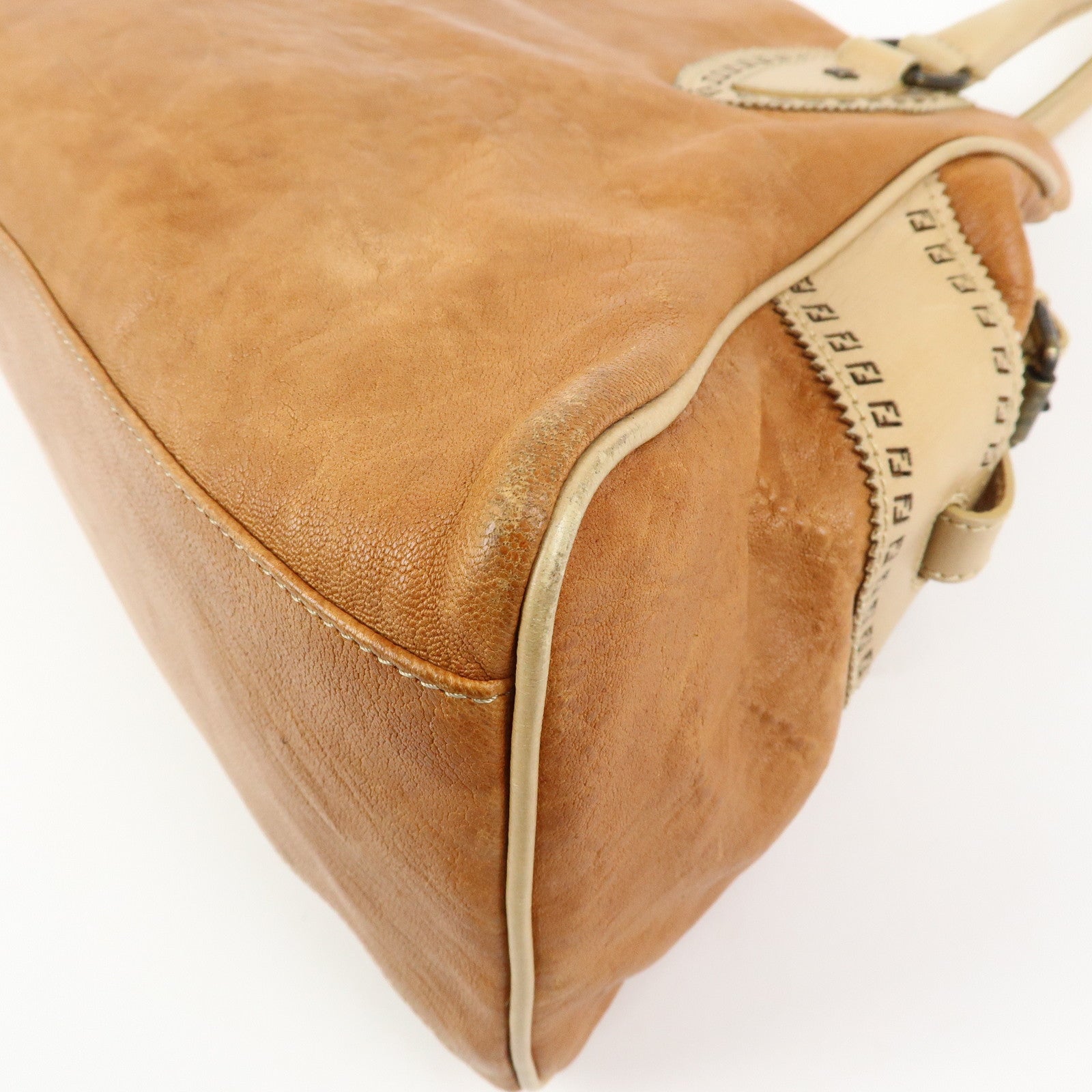FENDI Ethnico Leather Tote Bag Shoulder Bag Light Brown 8BN162