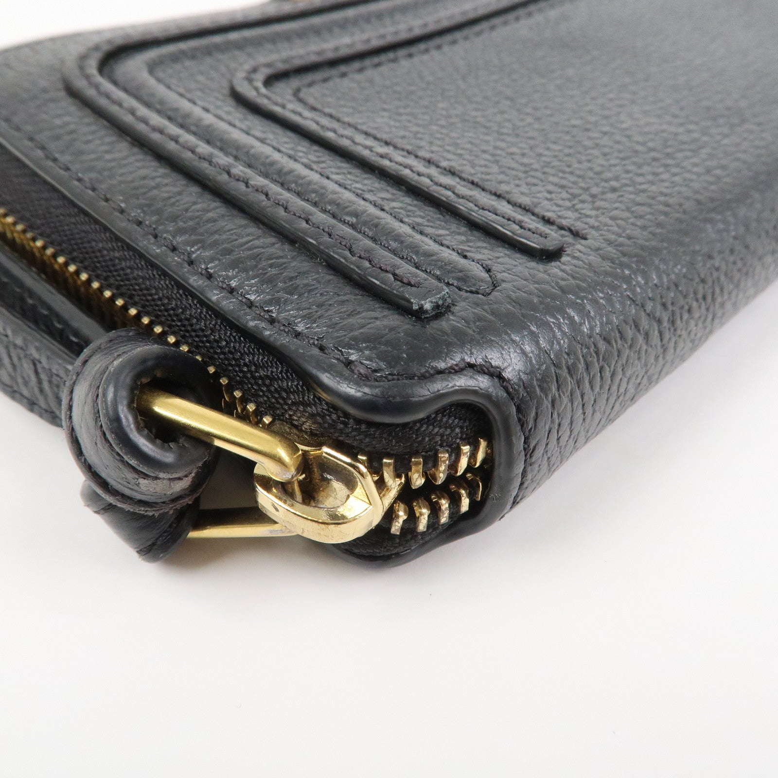 Chloe Marcie Leather Zippy Long Wallet Black