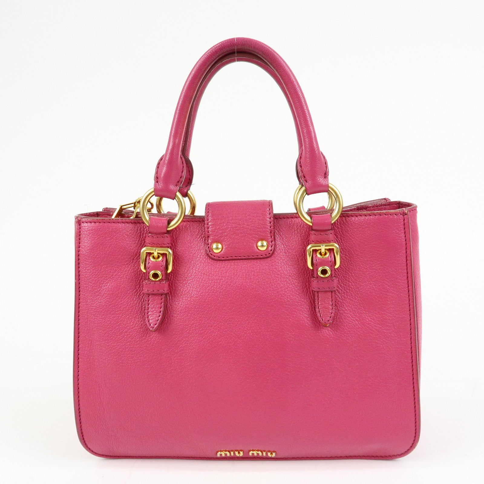 MIU MIU Madras Leather 2Way Bag Hand Bag Shoulder Bag Pink