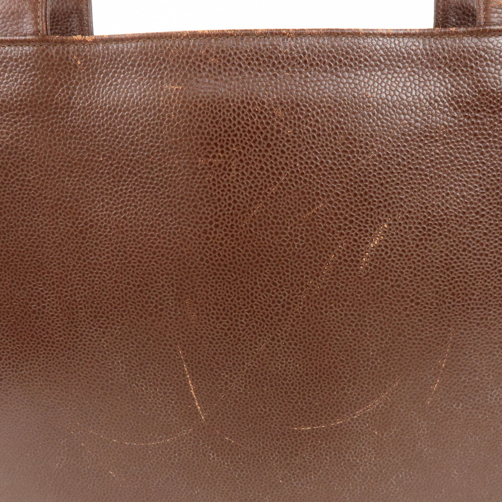 CHANEL COCO Mark Caviarskin Tote Bag Shoulder Bag Brown