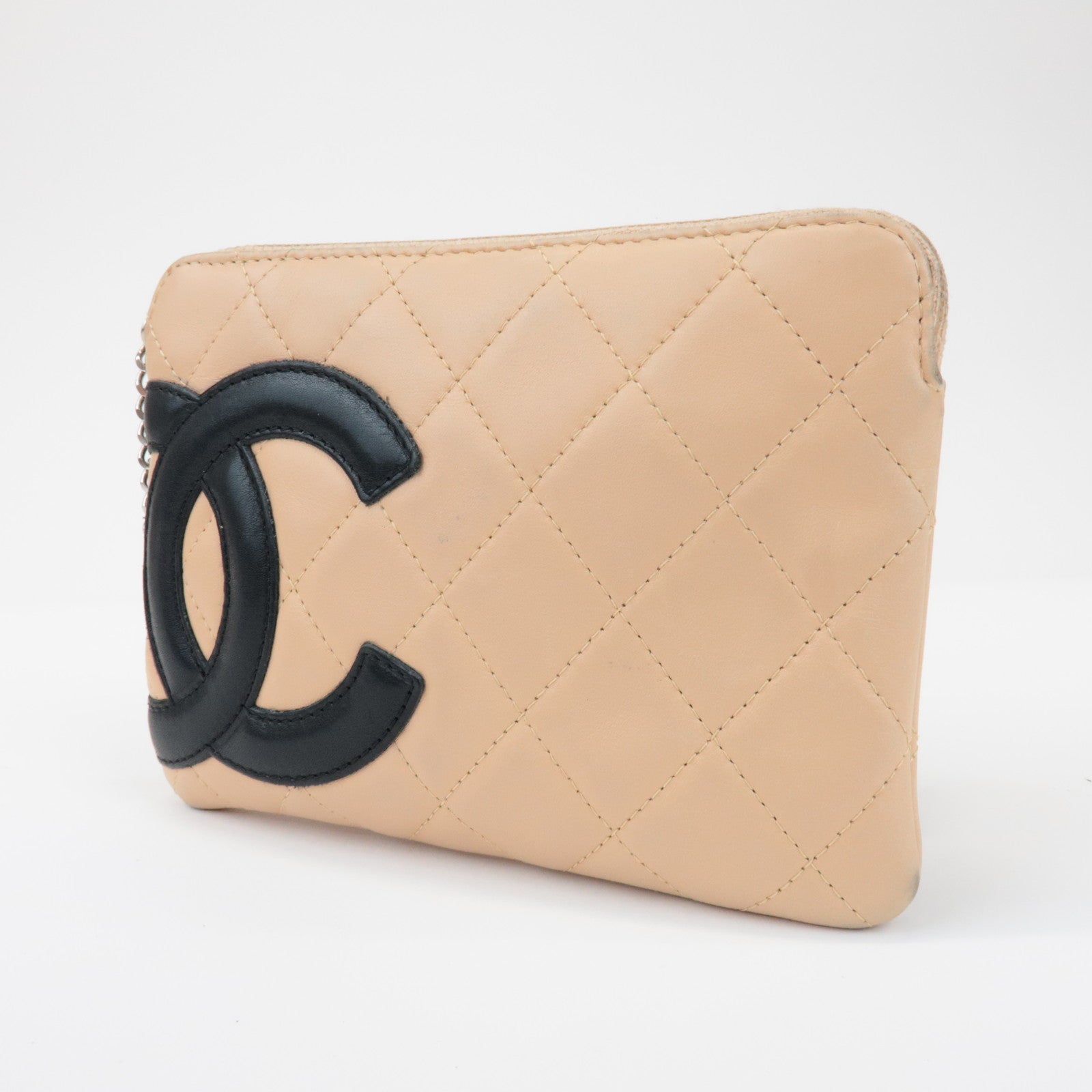 CHANEL Cambon Line Coco Mark Lambskin Cosmetic Pouch
