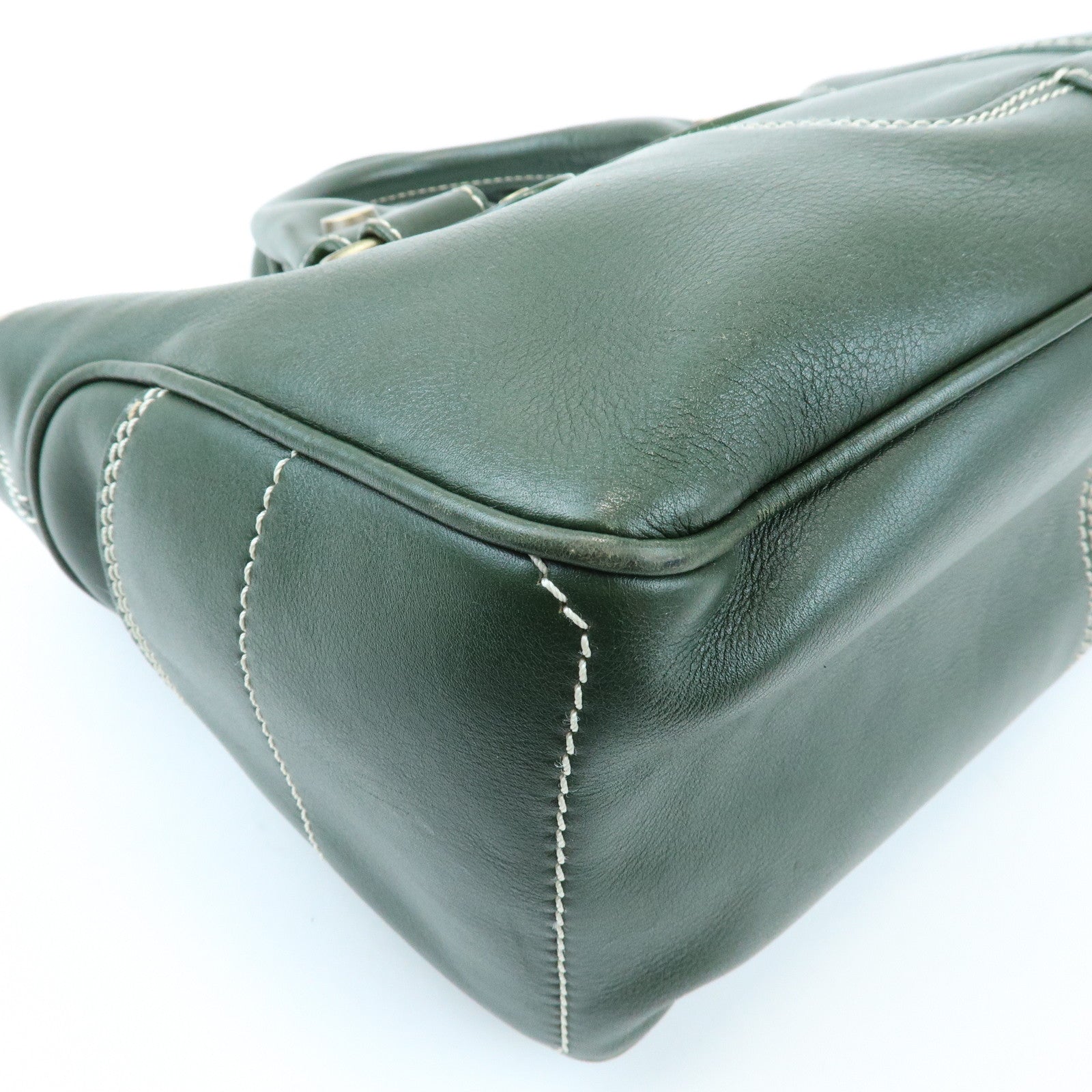 CELINE Boogie Bag Leather Hand Bag Tote Bag Dark Green