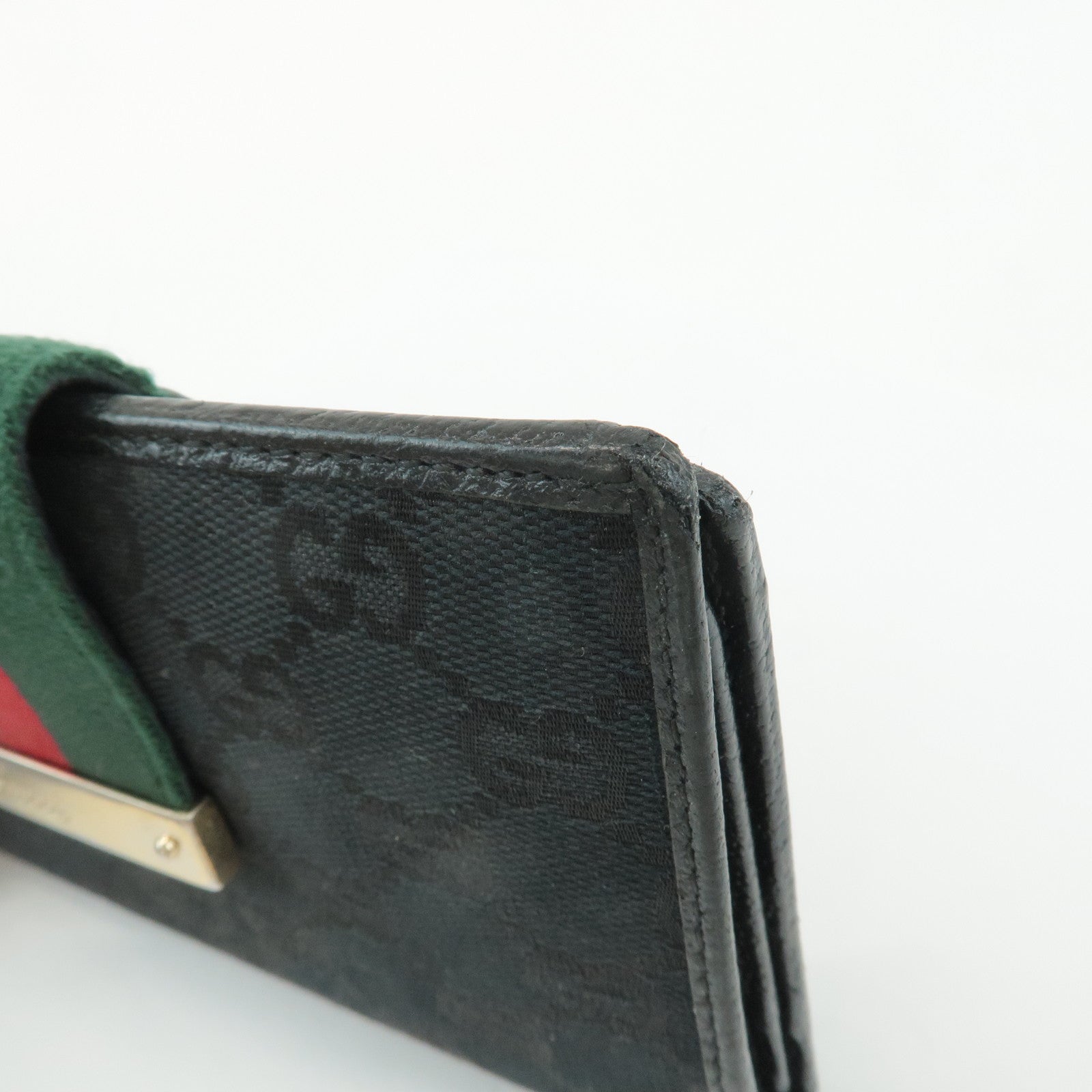 GUCCI Sherry Set of 2 GG Canvas Leather Wallet Brown Black 181672 Used